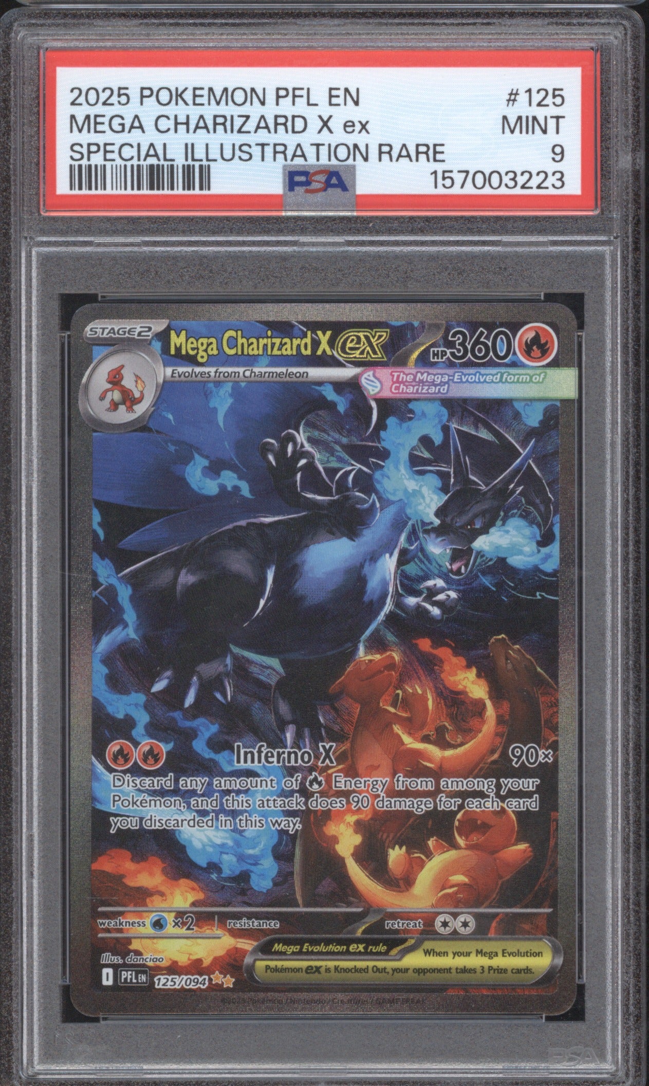 Mega Charizard X ex 2025 Pokémon Phantasmal Flames 125/094 PSA 9 SIR