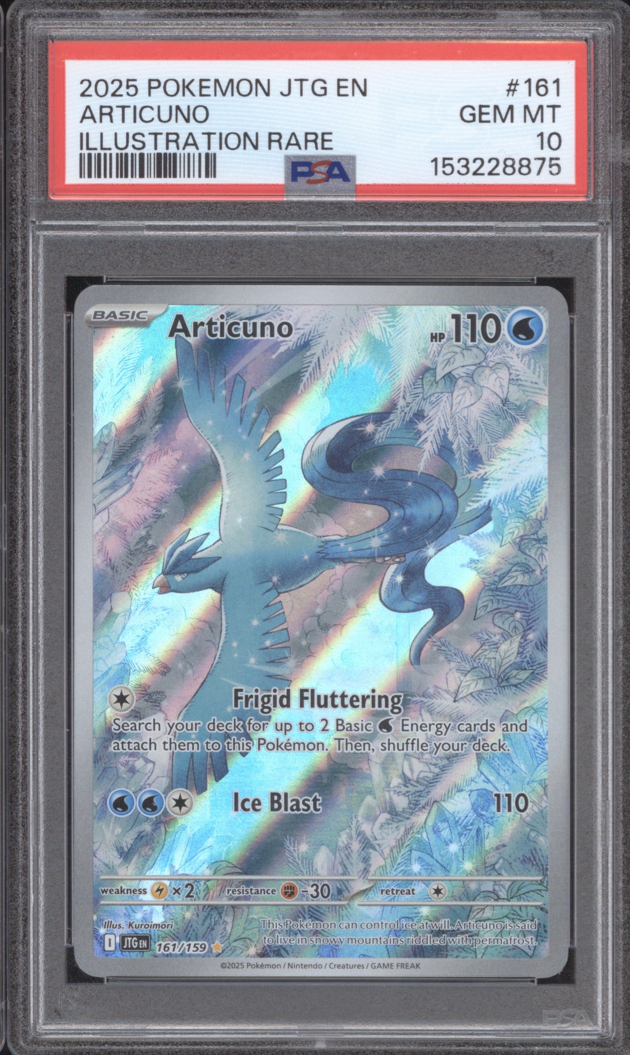 Articuno 2025 Pokémon Journey Together 161/159 GEM MT 10 Illustration Rare