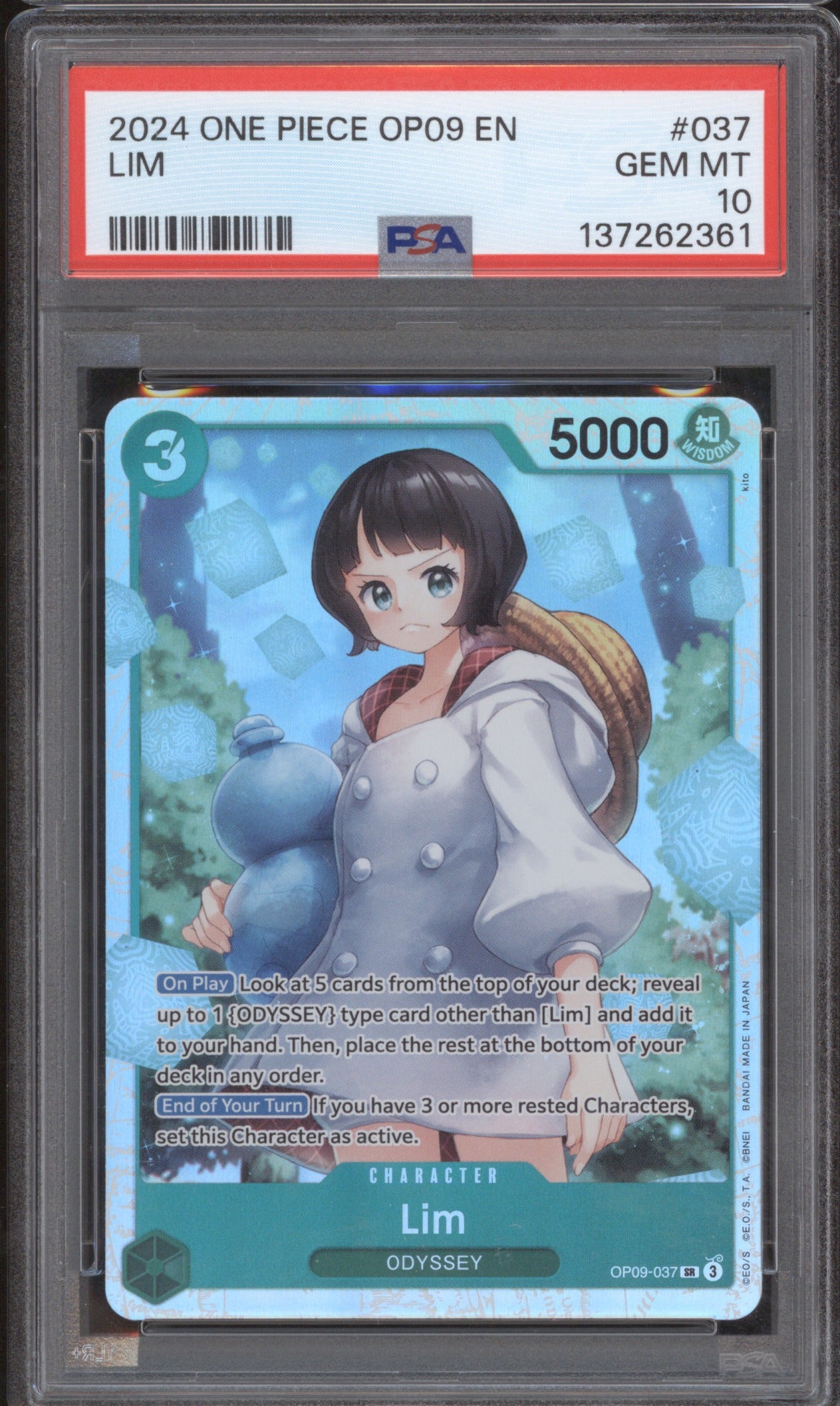 Lim 2024 Bandai Emperors in the New World OP09-037 ODYSSEY PSA 10 SR