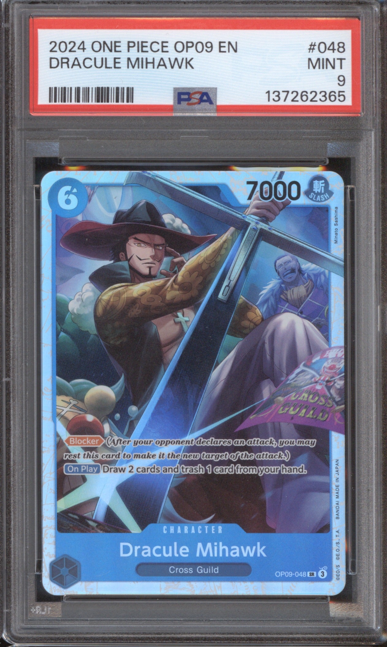 Dracule Mihawk 2024 Bandai OP09-048 Emperors In The New World PSA 9