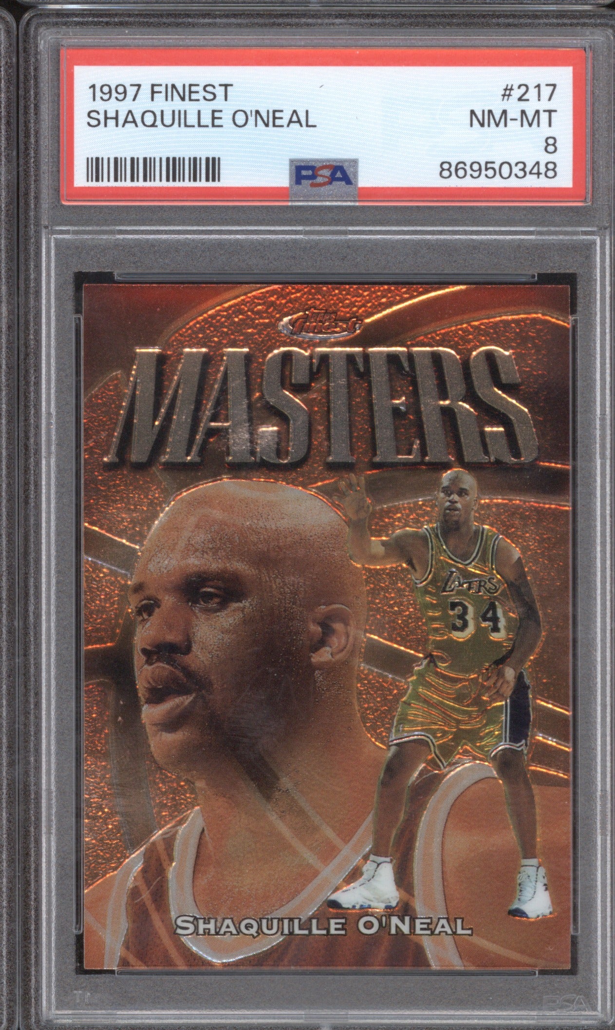1997 Topps Finest Shaquille O'Neal Bronze PSA 8