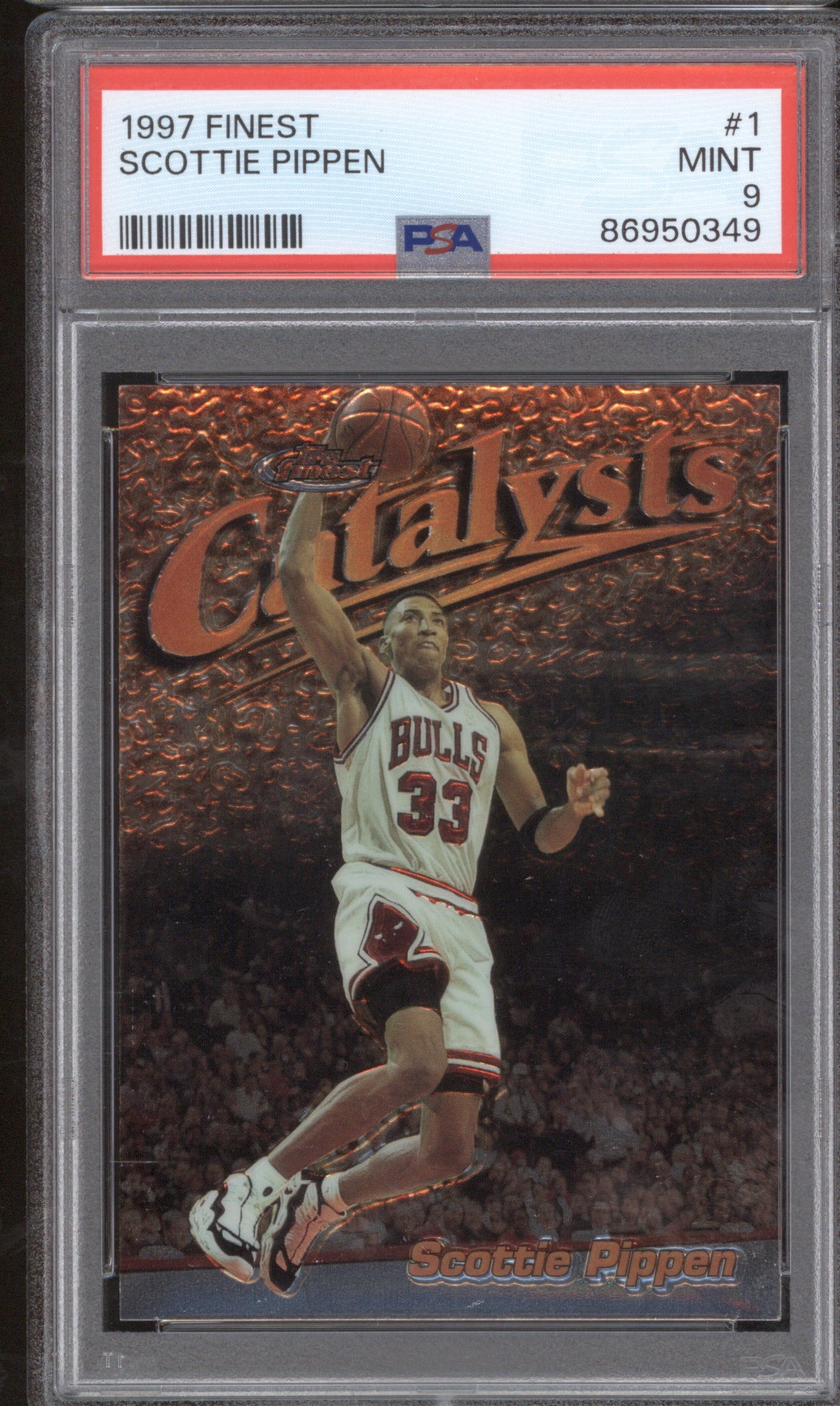 1997 Topps Finest Scottie Pippen #1 Catalyst PSA 9