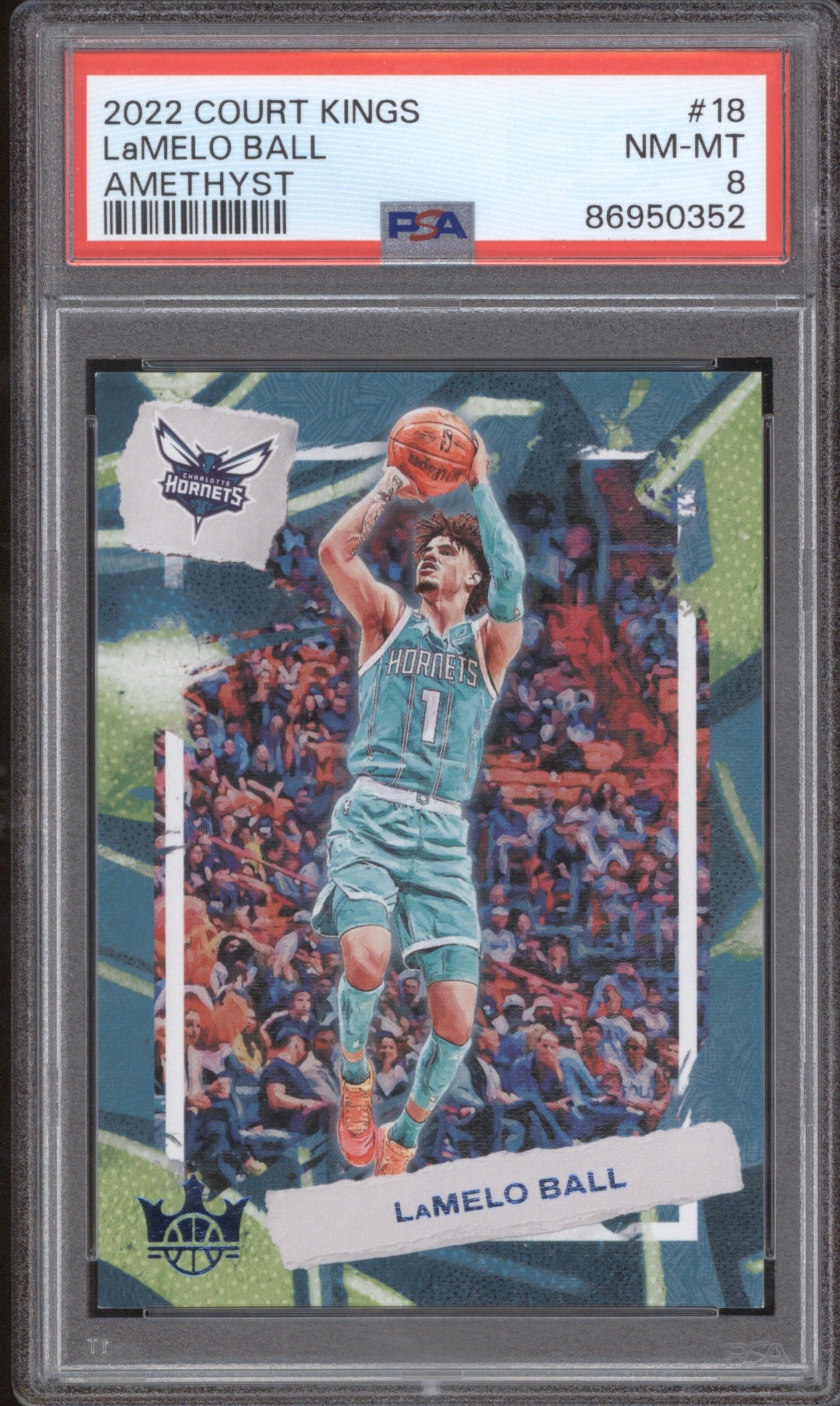 2022 Panini Court Kings LaMelo Ball #18 Amethyst 31/99 PSA 8