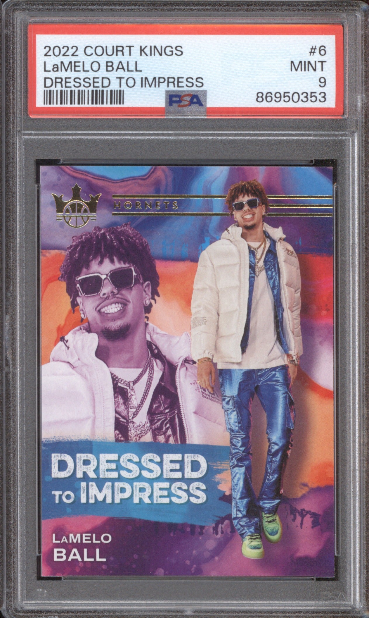 2022 Panini Court Kings LaMelo Ball #6 Dressed to Impress PSA 9