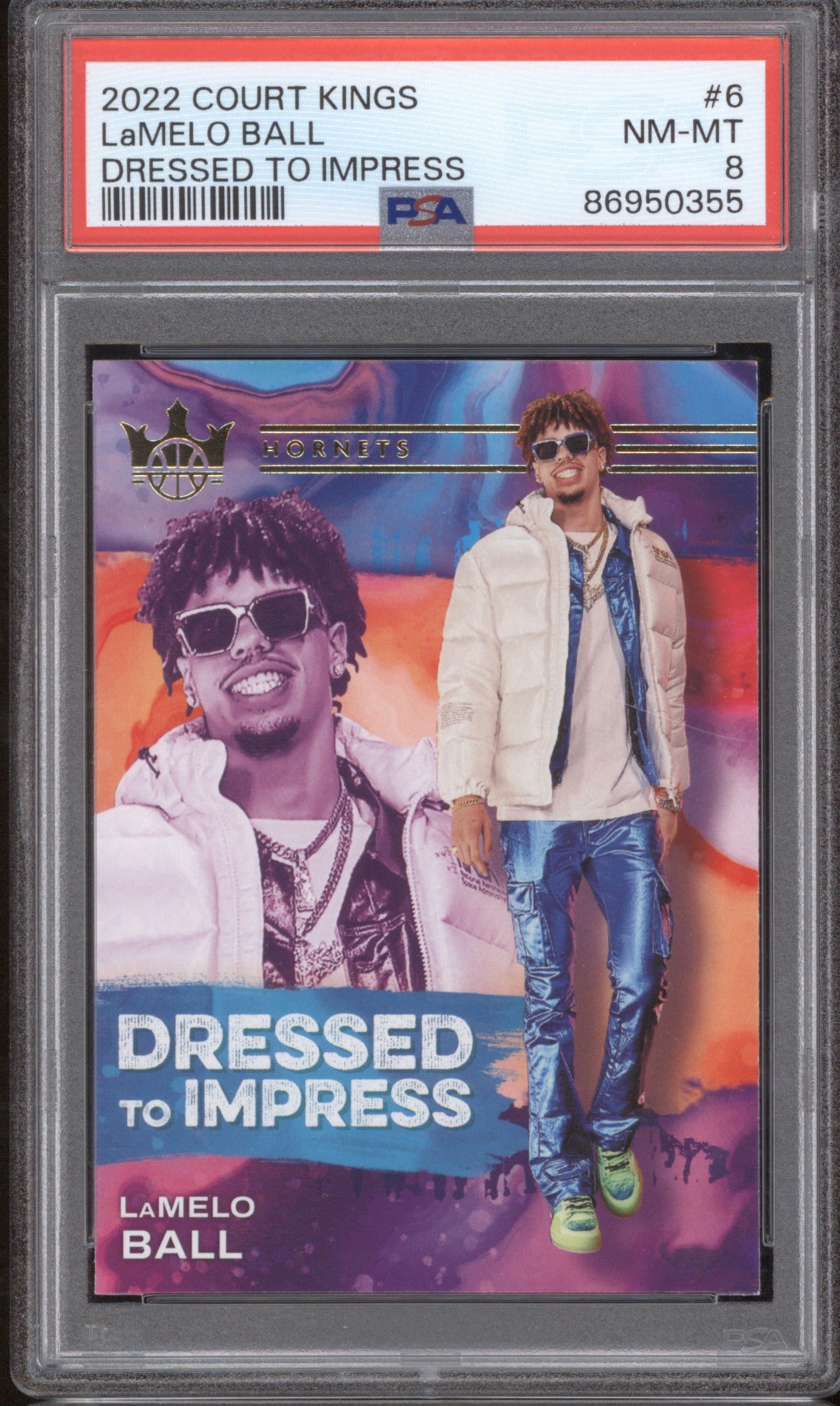 2022 Panini Court Kings LaMelo Ball #6 Dressed to Impress PSA 8