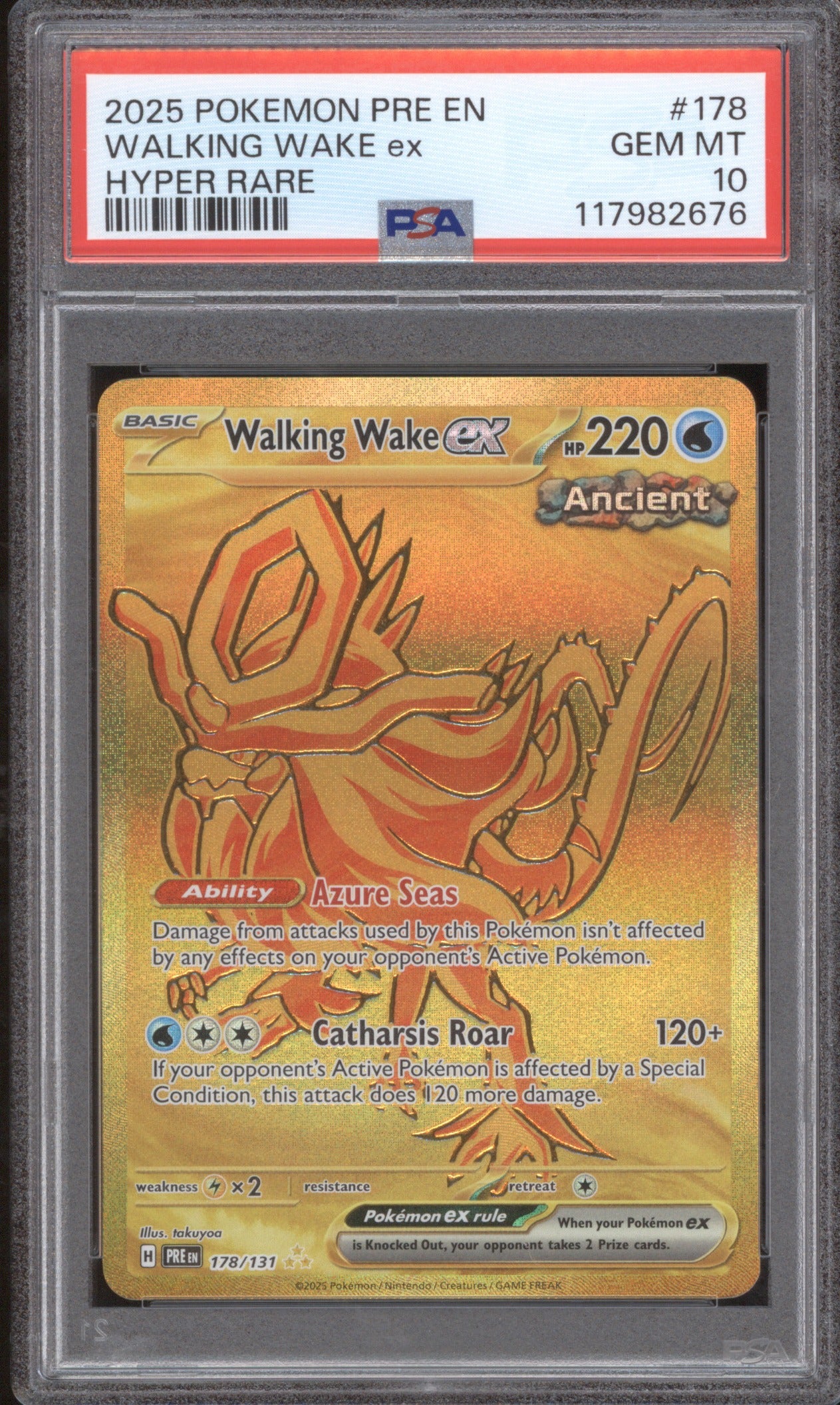 2025 Pokémon Prismatic Evolutions Walking Wake ex 178/131 Hyper Rare PSA 10