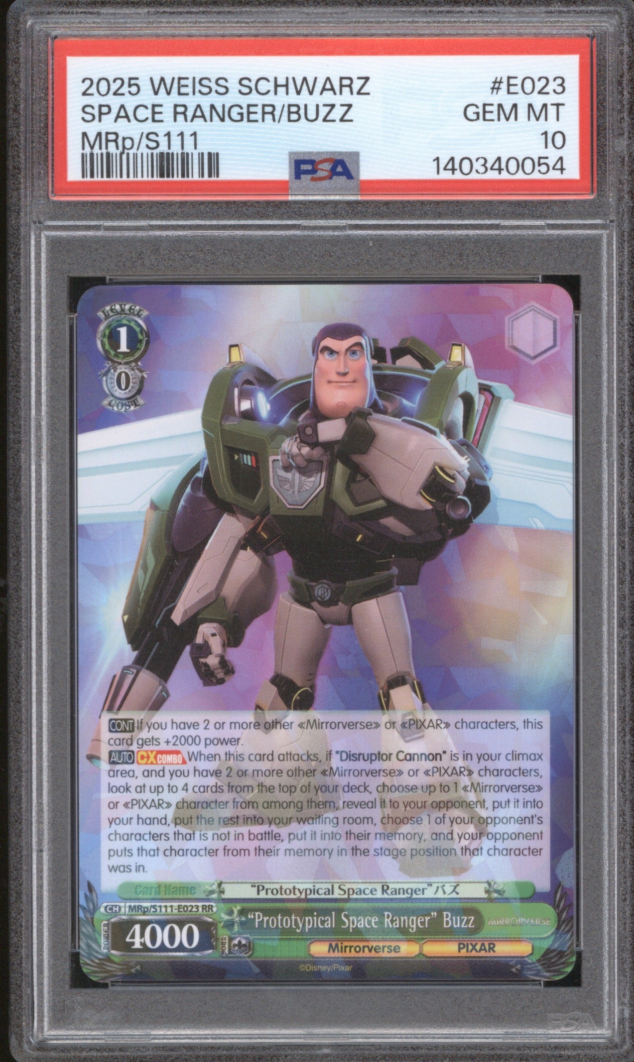 2025 WEISS SCHWARZ DISNEY MIRRORVERSE SPACE RANGER/BUZZ E023 MRp/S111 PSA 10