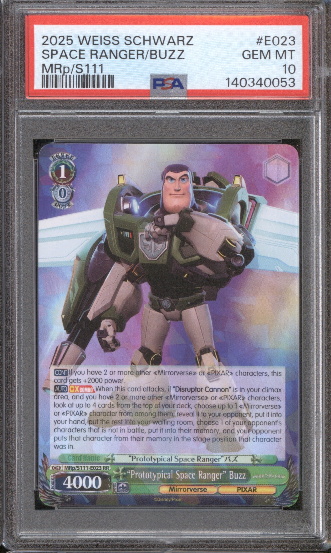 2025 WEISS SCHWARZ DISNEY MIRRORVERSE SPACE RANGER/BUZZ E023 MRp/S111 PSA 10