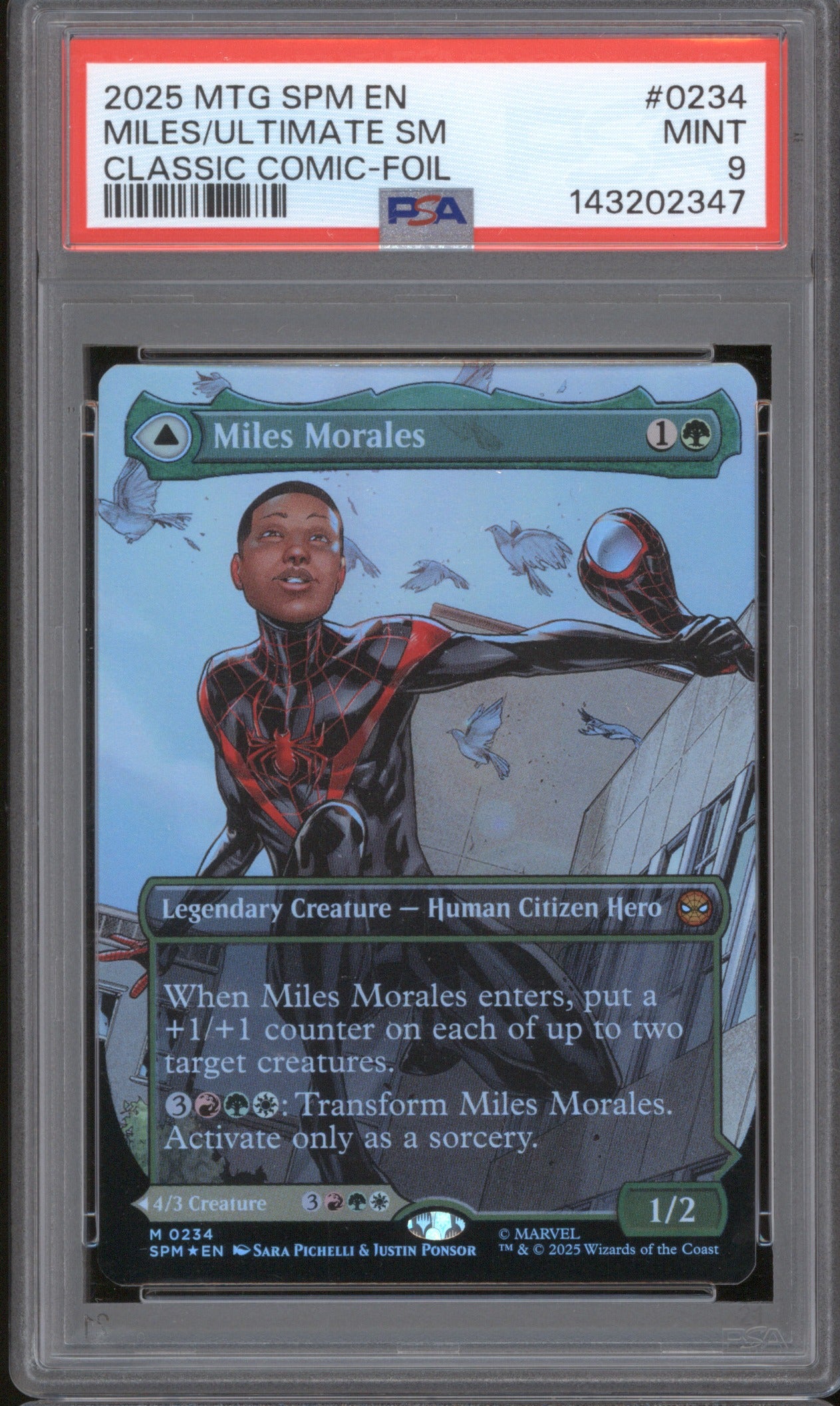2025 MTG MARVEL'S SPIDER-MAN MILES/ULTIMATE SM 0234 CLASSIC COMIC-FOIL PSA 9