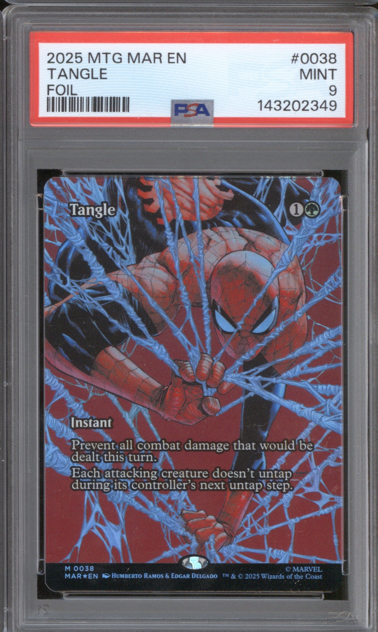 2025 MTG MARVEL'S SPIDER-MAN: SOURCE MATERIAL TANGLE 0038 FOIL PSA 9