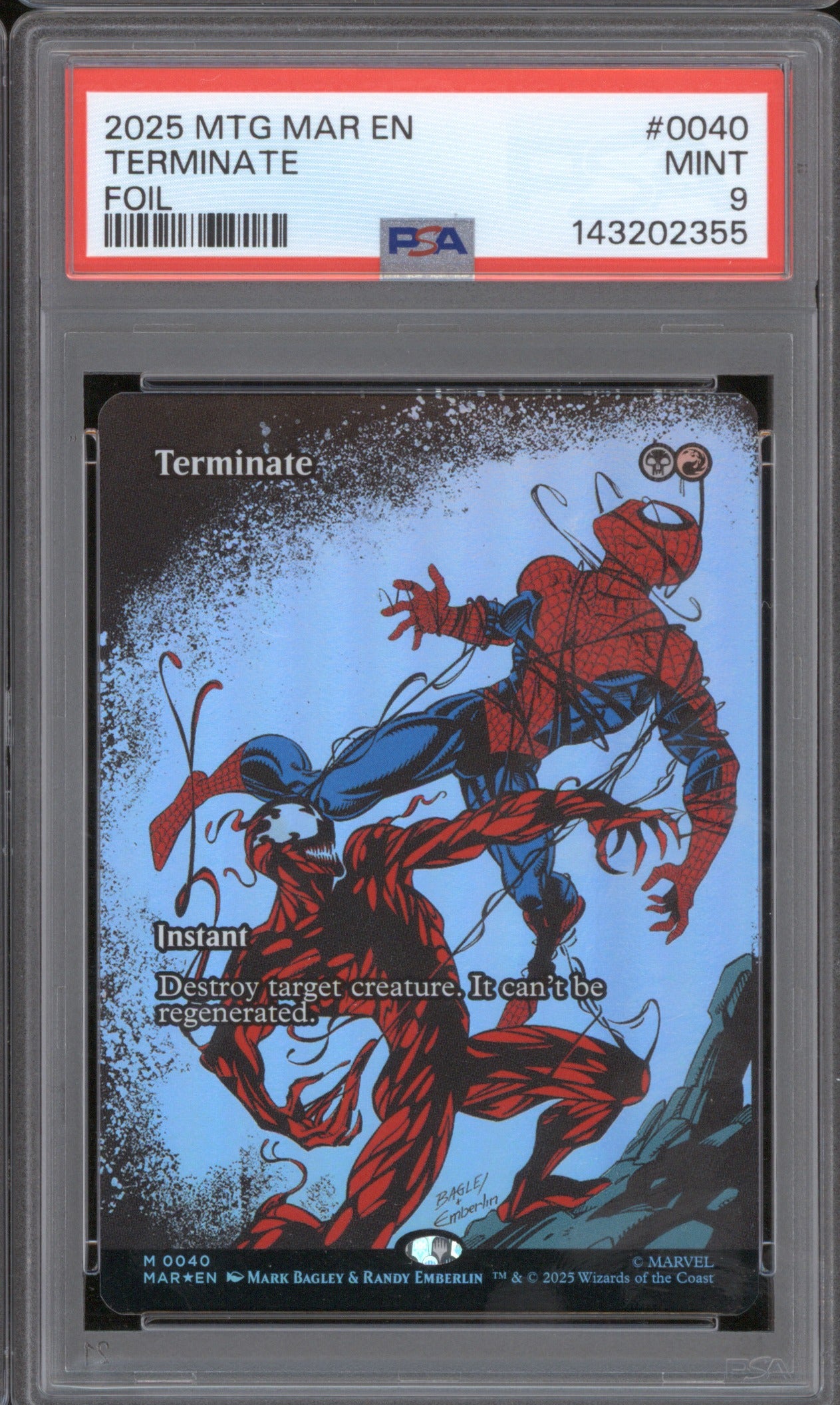 2025 MTG MARVEL'S SPIDER-MAN: SOURCE MATERIAL TERMINATE 0040 FOIL PSA 9
