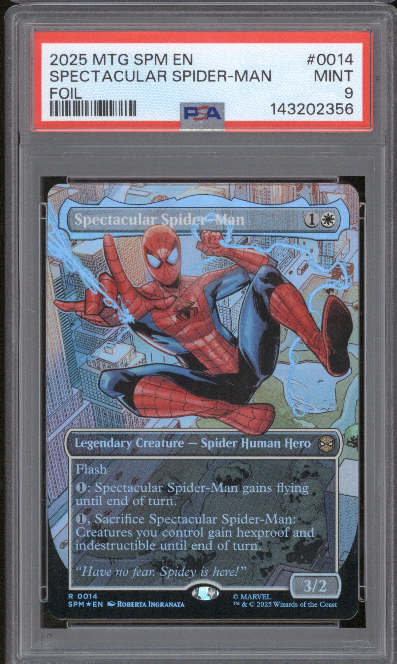 2025 MTG MARVEL'S SPIDER-MAN SPECTACULAR SPIDER-MAN 0014 FOIL PSA 9