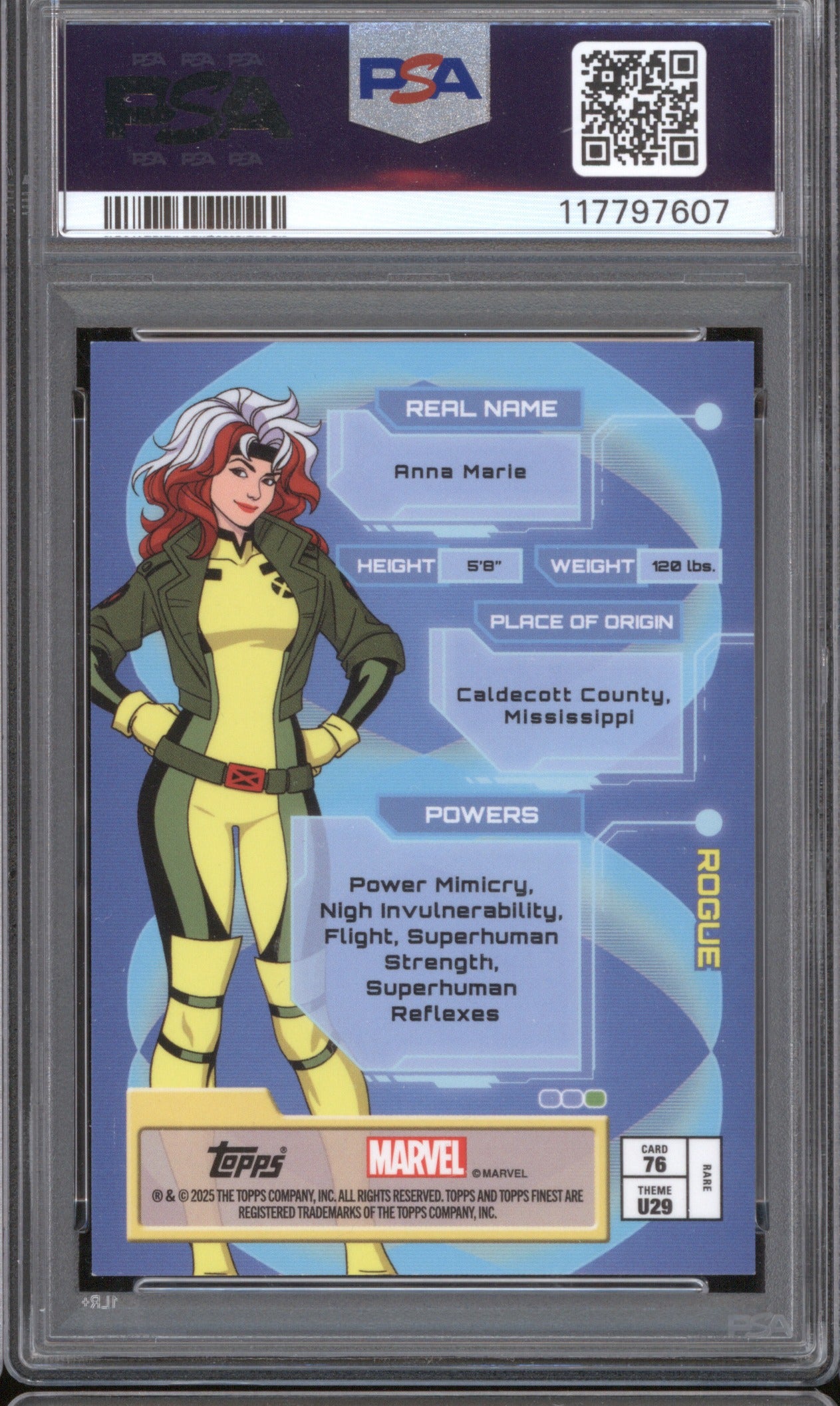 2025 TOPPS FINEST X-MEN '97 ROGUE 76 GOLD REFRACTOR /50 PSA 9