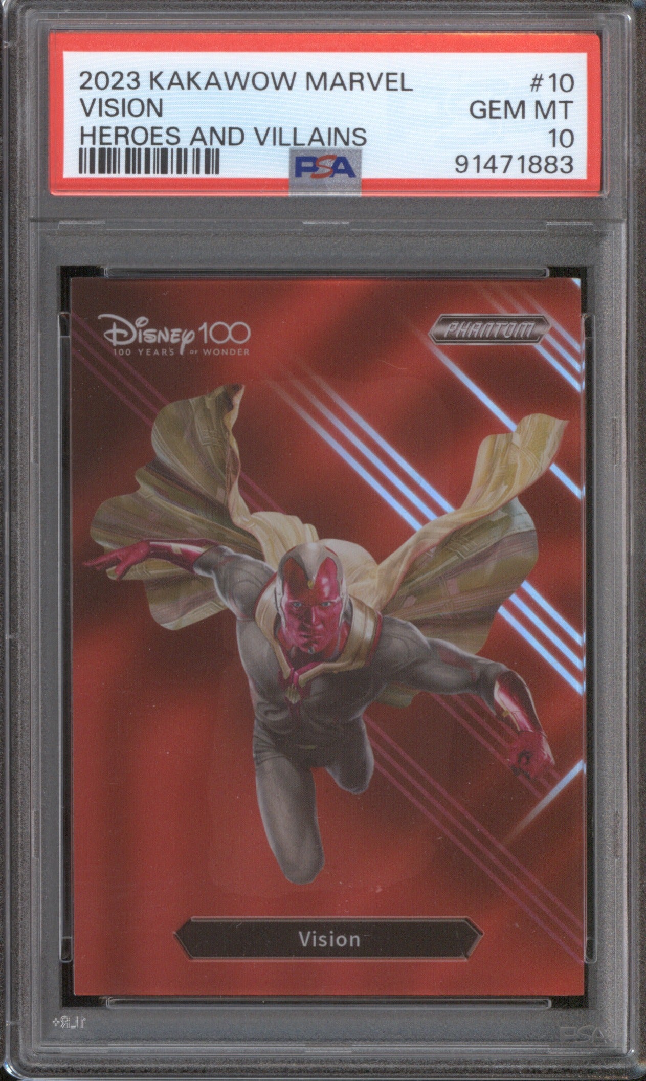 2023 KAKAWOW PHANTOM DISNEY100 MARVEL HEROES AND VILLAINS VISION 10 PSA 10