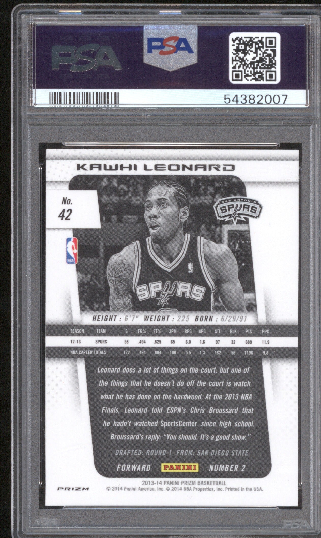 Kawhi Leonard 2013 Panini Prizm 42 Monster Box Red White Blue PSA 10
