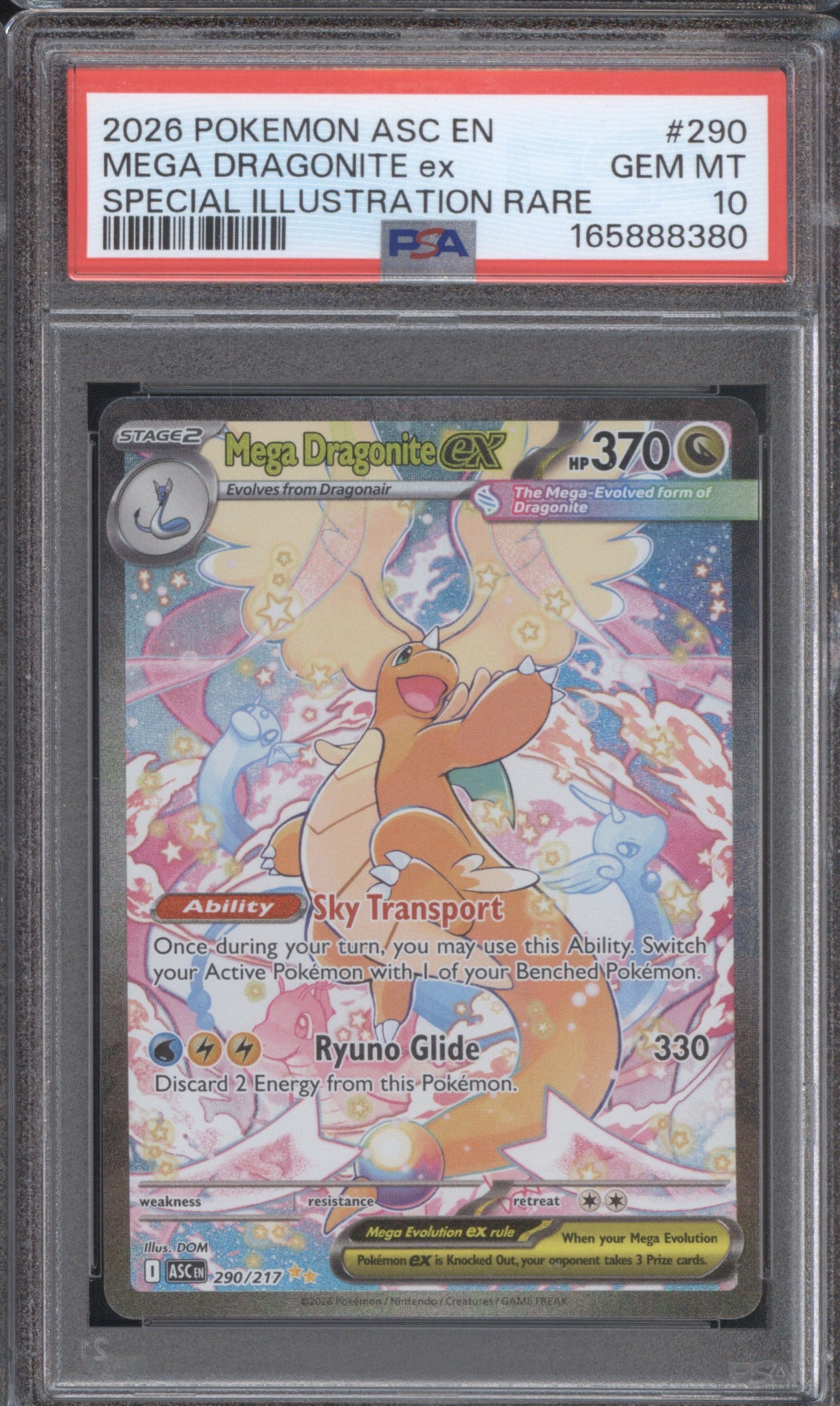 2026 POKEMON ASCENDED HEROES MEGA DRAGONITE ex 290/217 SIR PSA 10