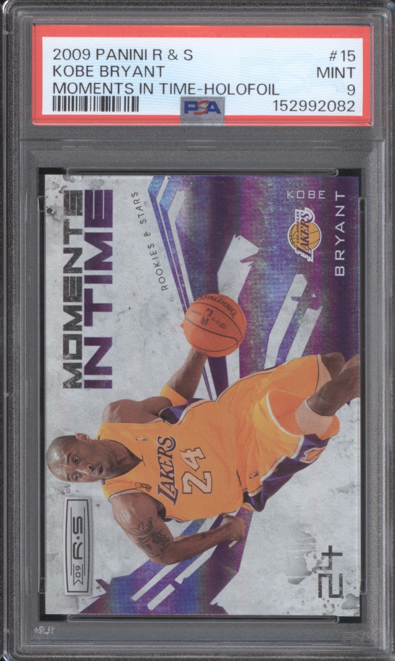 KOBE BRYANT 2009 PANINI ROOKIES & STARS MOMENTS IN TIME #15 PSA 9 HOLOFOIL