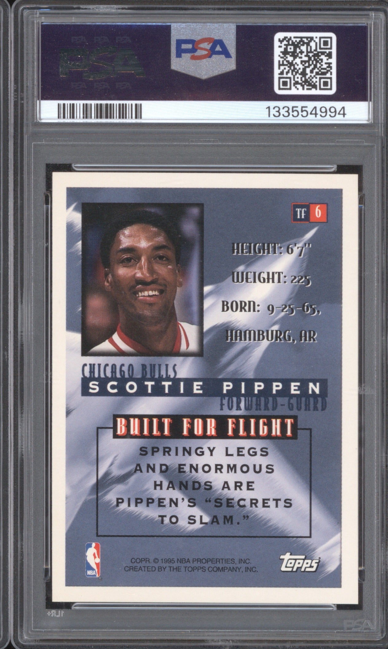 SCOTTIE PIPPEN 1995 TOPPS TOP FLIGHT #TF6 PSA 10