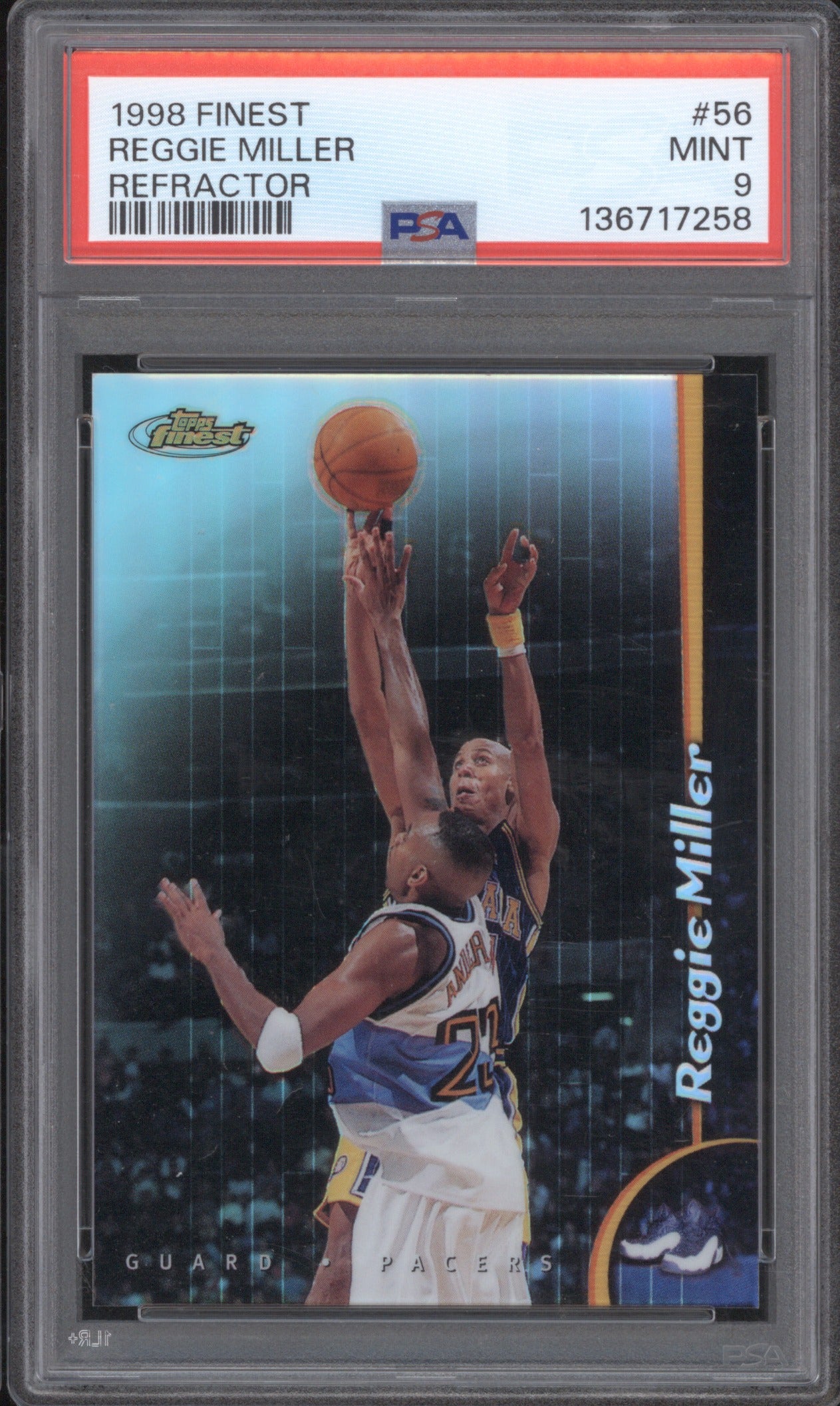 REGGIE MILLER 1998 FINEST #56 PSA 9 REFRACTOR