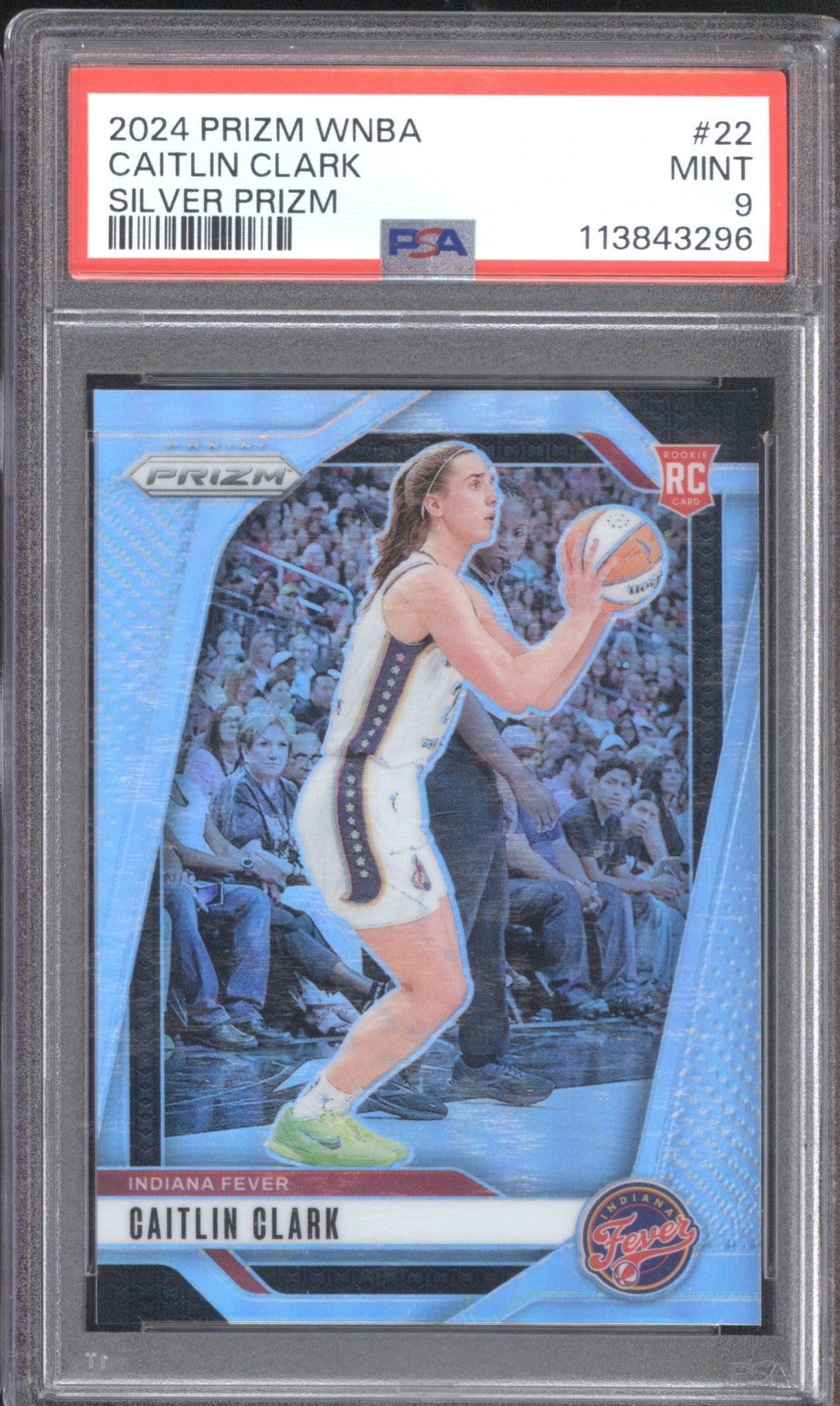 CAITLIN CLARK 2024 PANINI PRIZM WNBA RC #22 PSA 9 SILVER PRIZM