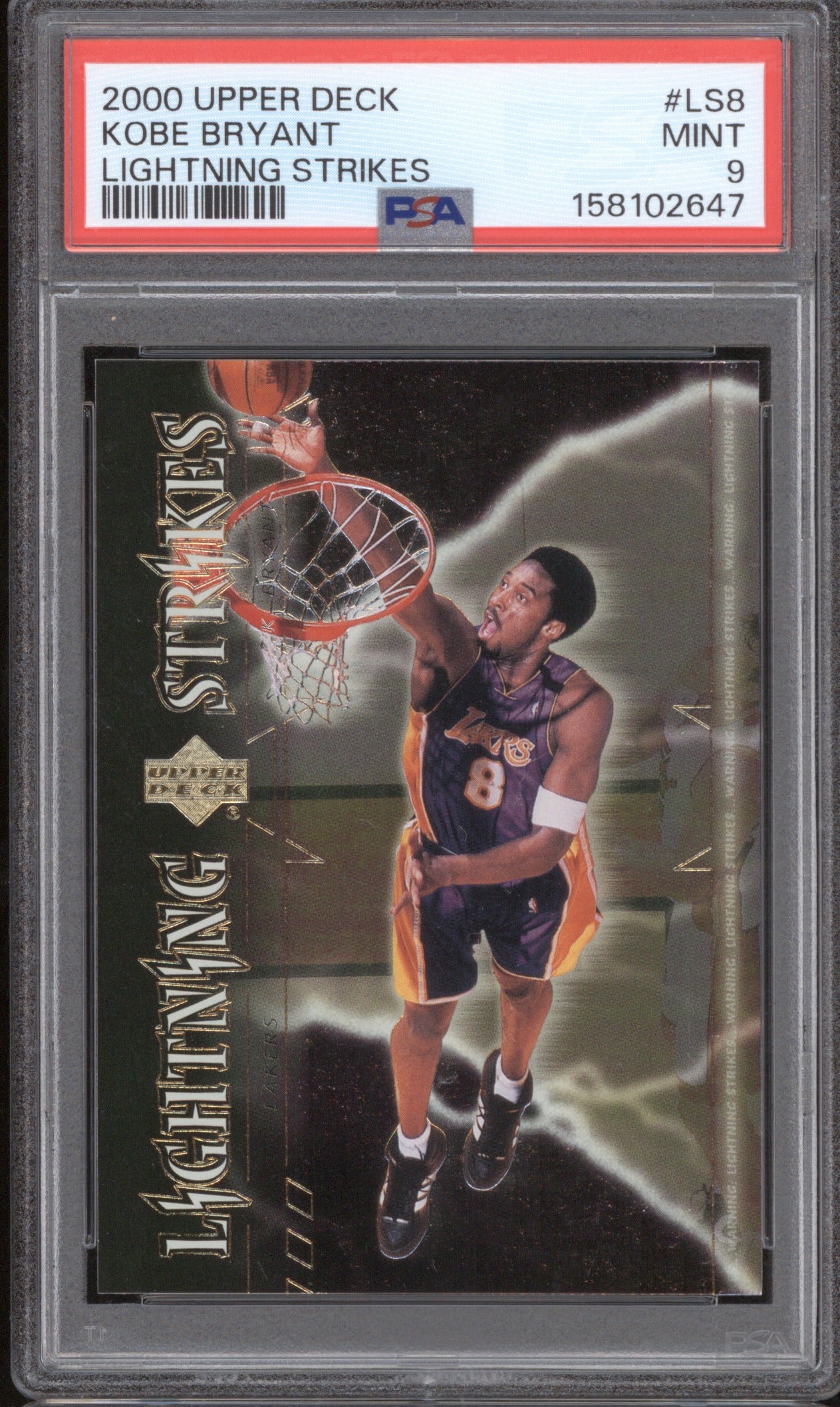 2000 UPPER DECK LIGHTNING STRIKES KOBE BRYANT LS8 LIGHTNING STRIKES PSA 9