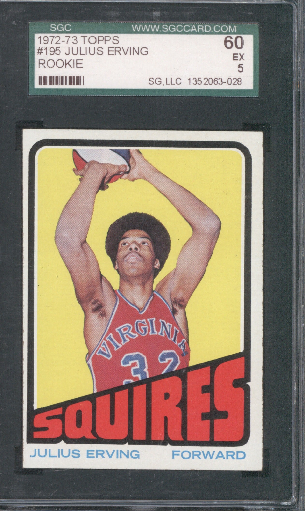 Julius Erving 1972-73 Topps Basketball 195 RC Rookie SGC 5