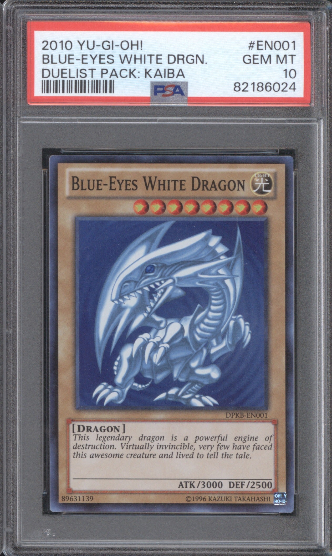 BLUE-EYES WHITE DRGN 2010 YU-GI-OH! DUELIST PACK KAIBA EN001 PSA 10