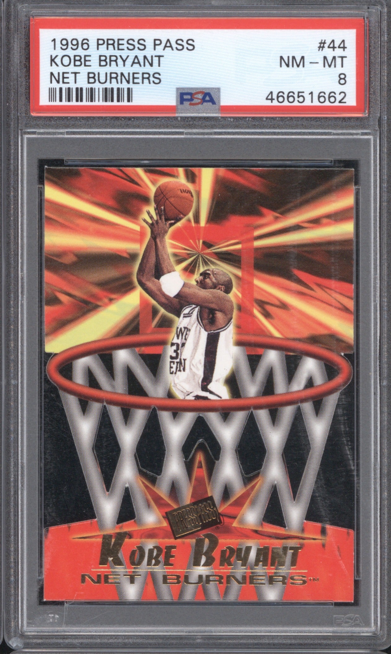 KOBE BRYANT 1996 PRESS PASS NET BURNERS 44 PSA 8