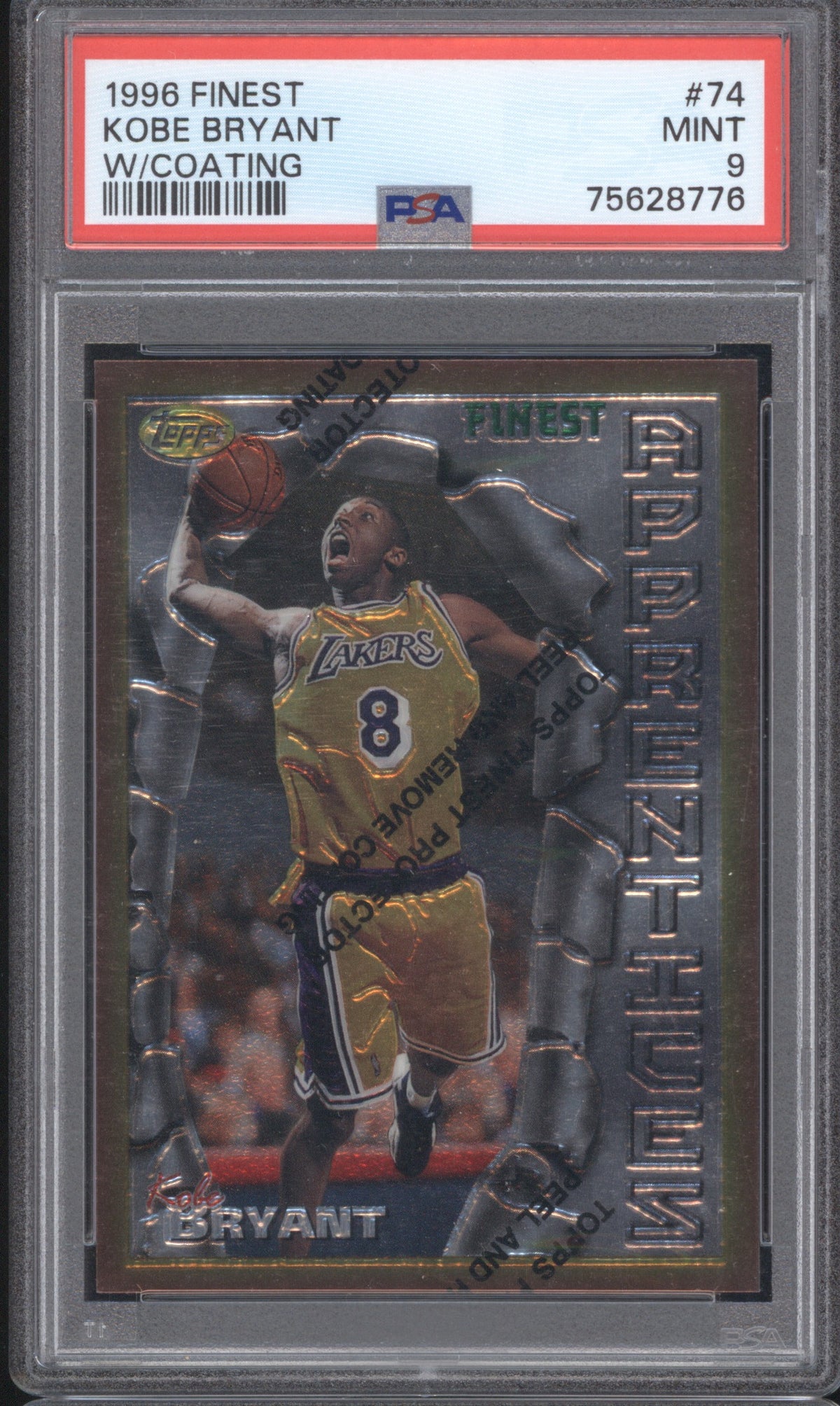 KOBE BRYANT 1996 FINEST 74 PSA 9 W/COATING
