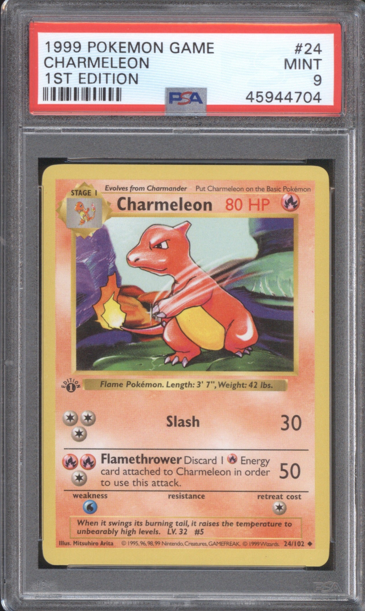 CHARMELEON 1999 POKEMON 24 PSA 9 1ST EDITION