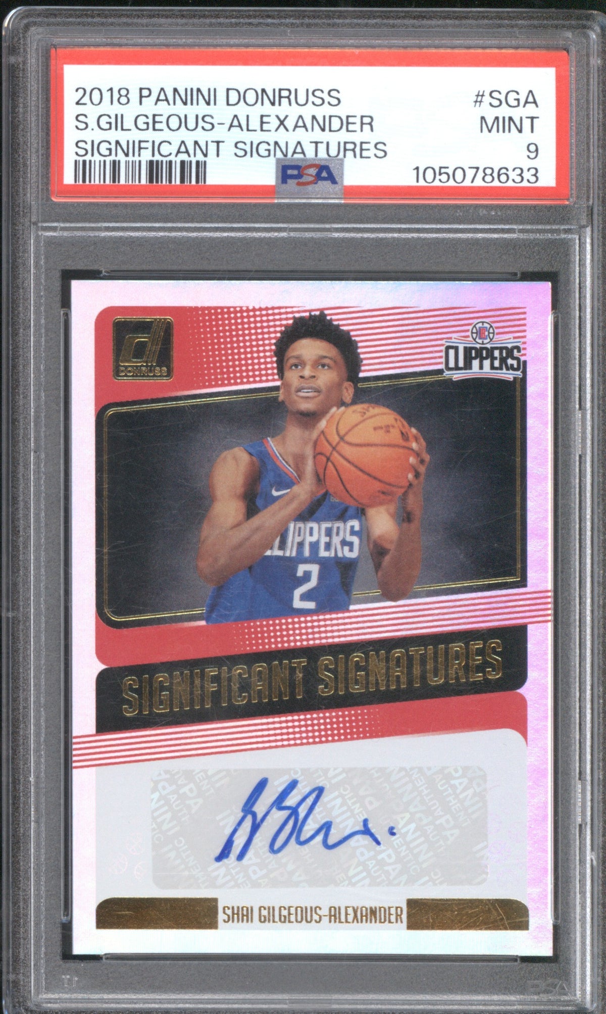 SHAI GILGEOUS-ALEXANDER 2018 PANINI DONRUSS SIGNIFICANT SIGNATURES RC AUTO PSA 9