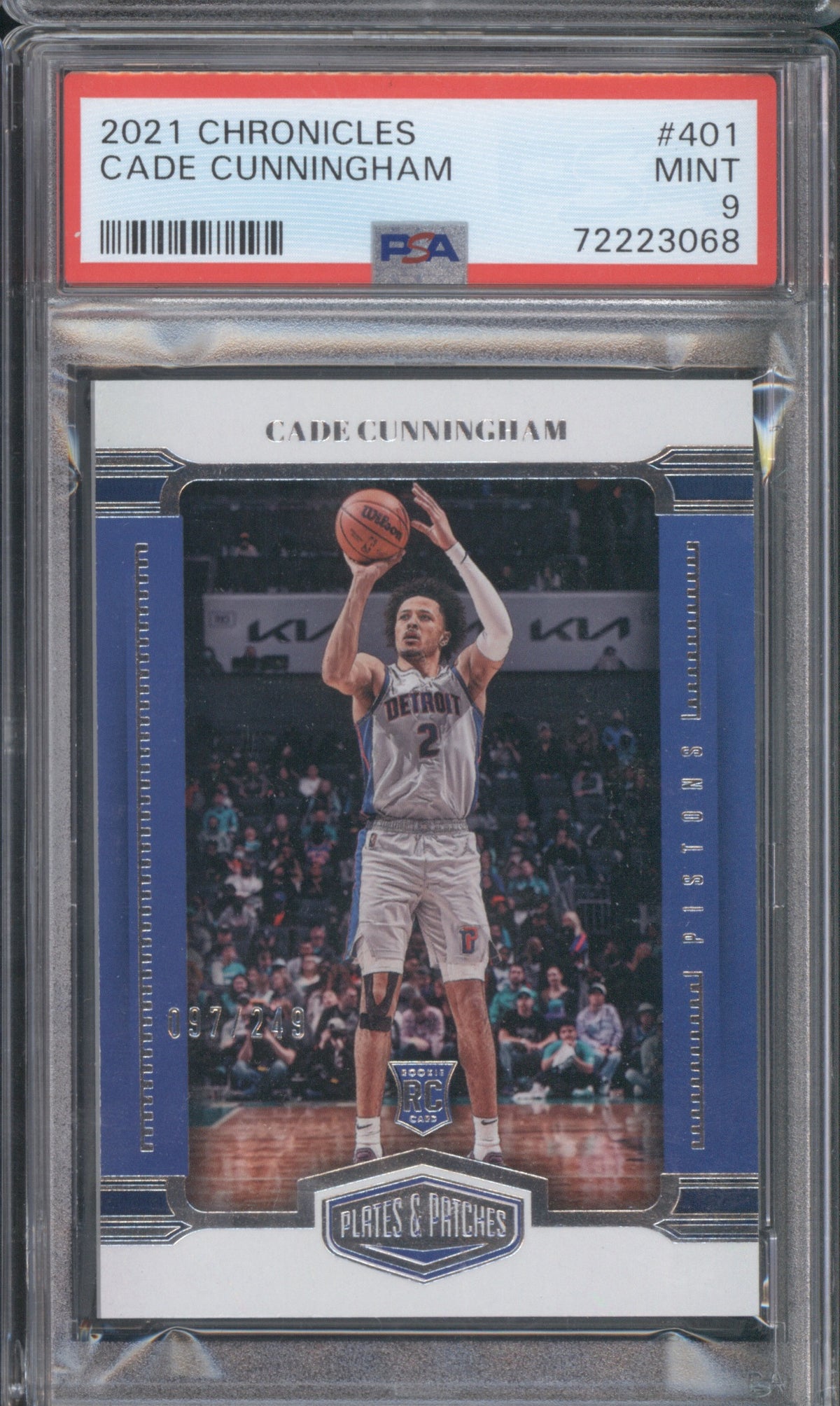 CADE CUNNINGHAM ROOKIE 2021 PANINI CHRONICLES /249 #401 PSA 9