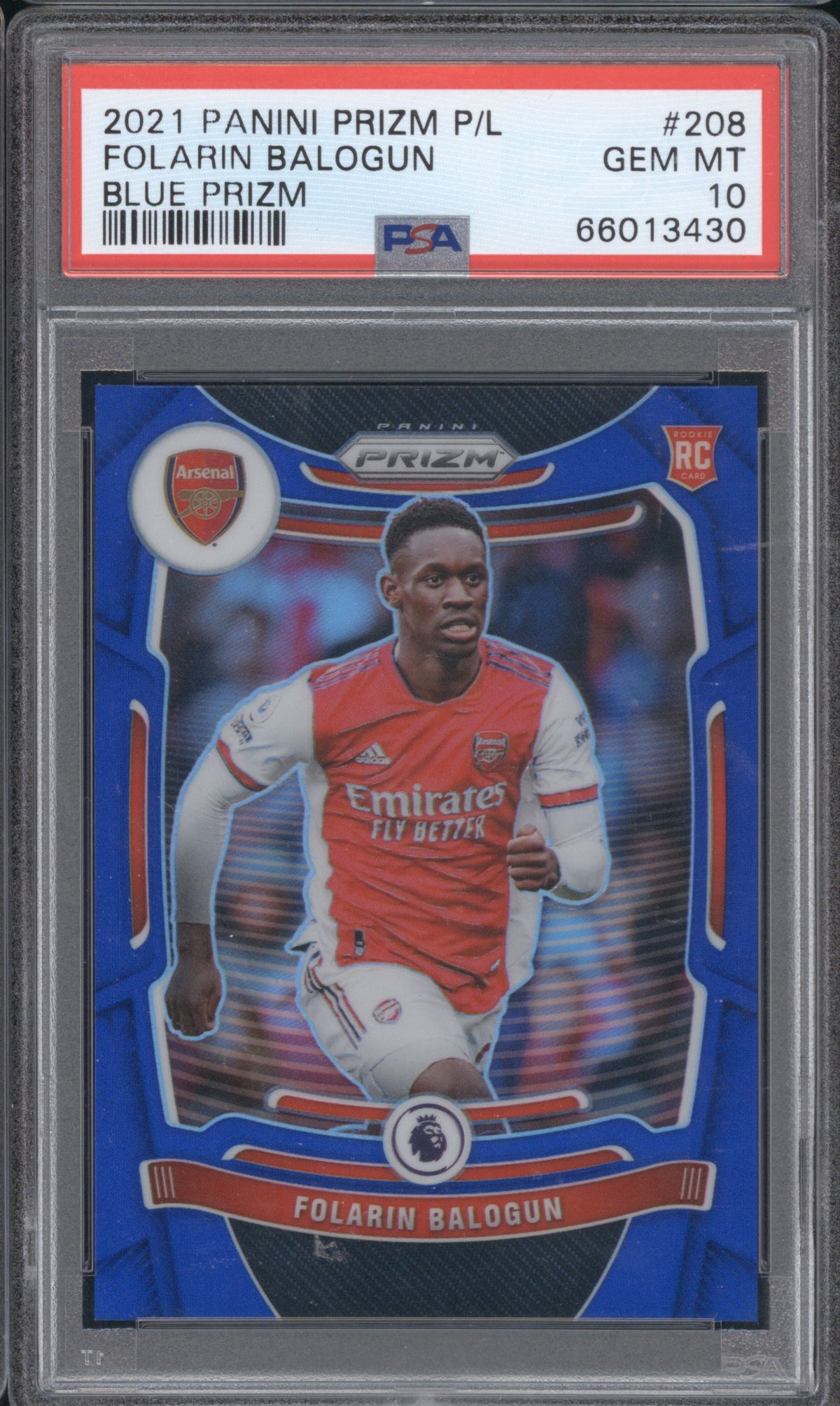FOLARIN BALOGUN 2021 PANINI PRIZM PREMIER LEAGUE ARSENAL #208 BLUE /340 PSA 10