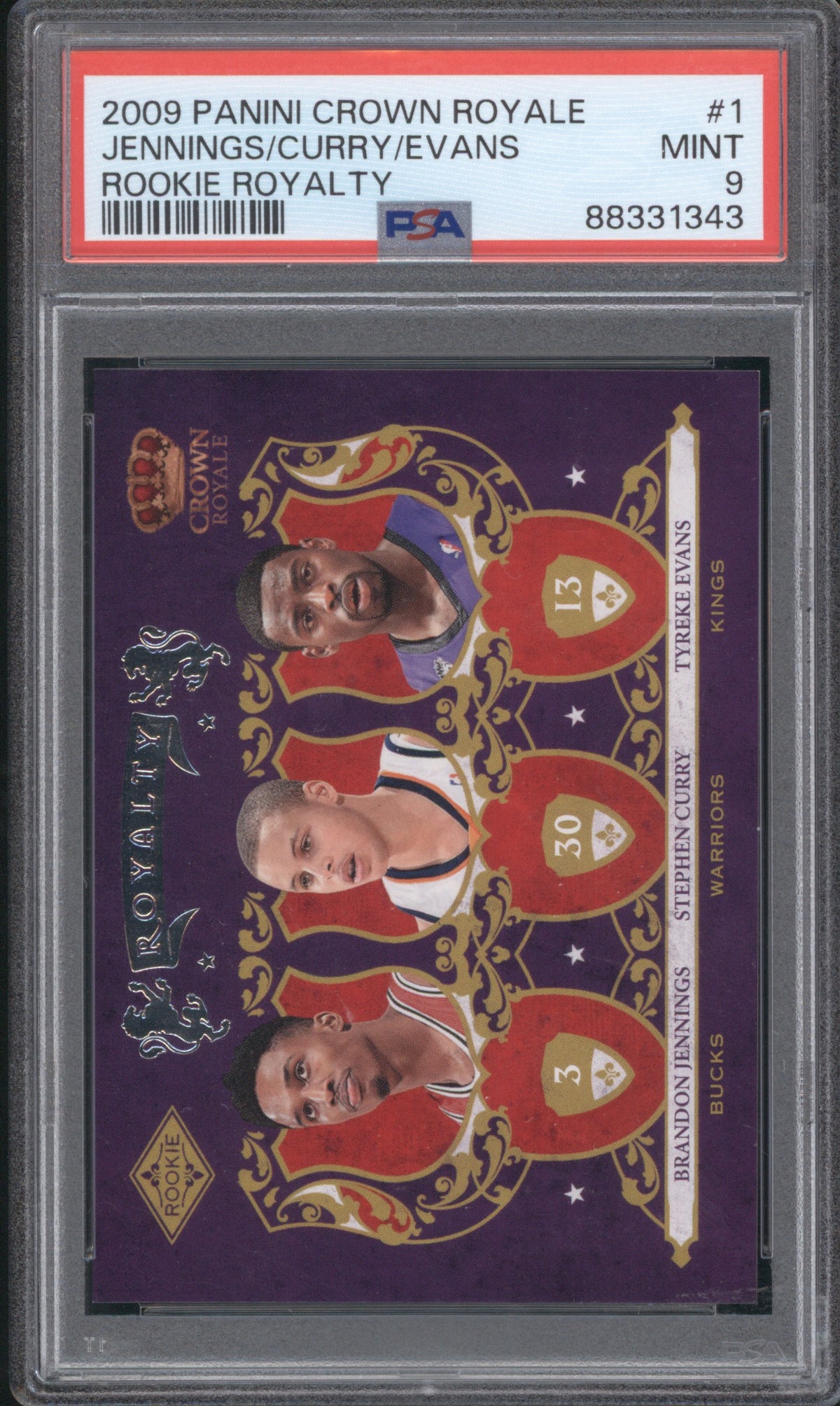 JENNINGS/CURRY/EVANS 2009 PANINI CROWN ROYALE ROOKIE ROYALTY #1 PSA 9