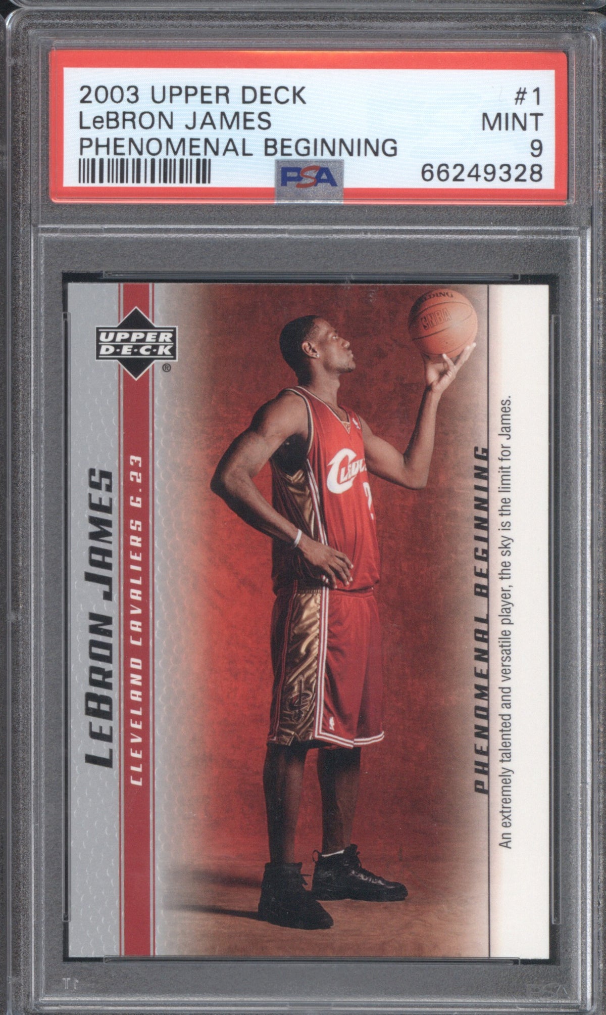 LeBRON JAMES 2003 UPPER DECK PHENOMENAL BEGINNINGS #1 PSA 9