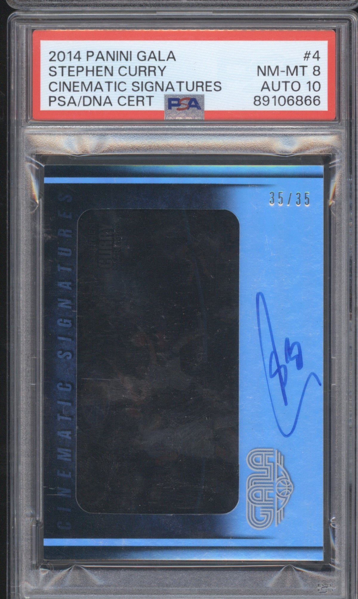 STEPHEN CURRY 2014 PANINI GALA CINEMATIC SIGNATURES #4 PSA 8 AUTO 10
