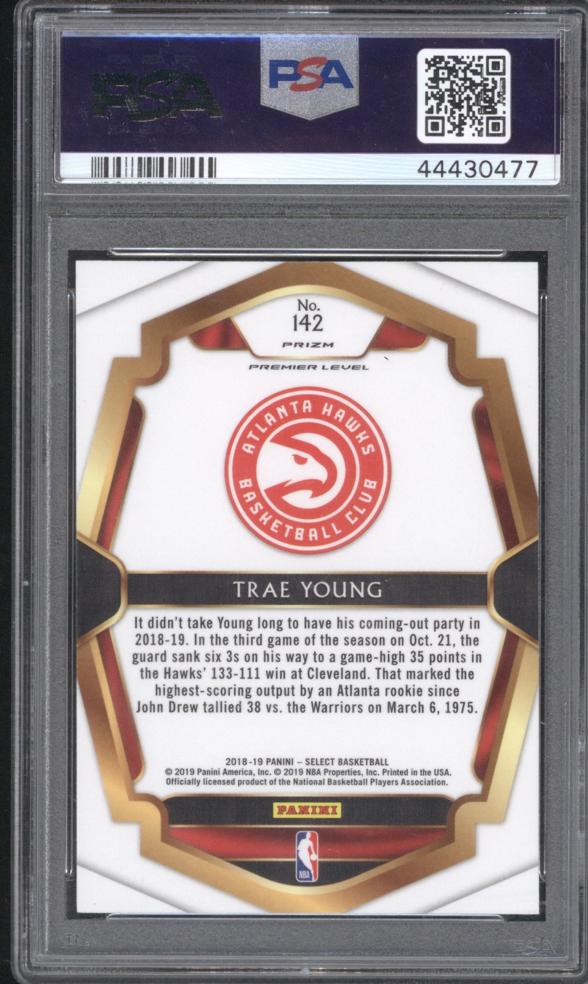 TRAE YOUNG ROOKIE 2018 PANINI SELECT #142 SCOPE PRIZM PSA 10