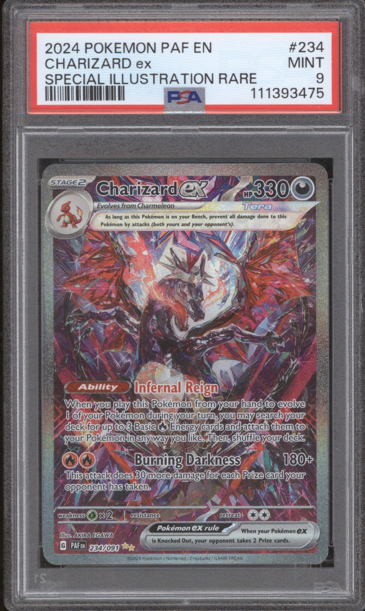 CHARIZARD ex 2024 POKEMON EN-PALDEAN FATES 234 PSA 9 SIR
