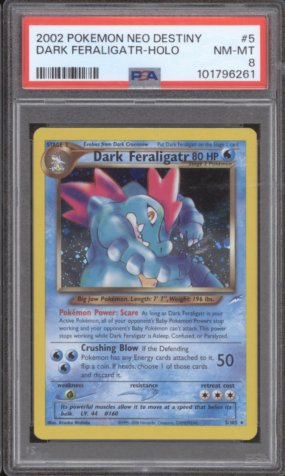 DARK FERALIGATR-HOLO 2002 POKEMON NEO DESTINY 5 PSA 8