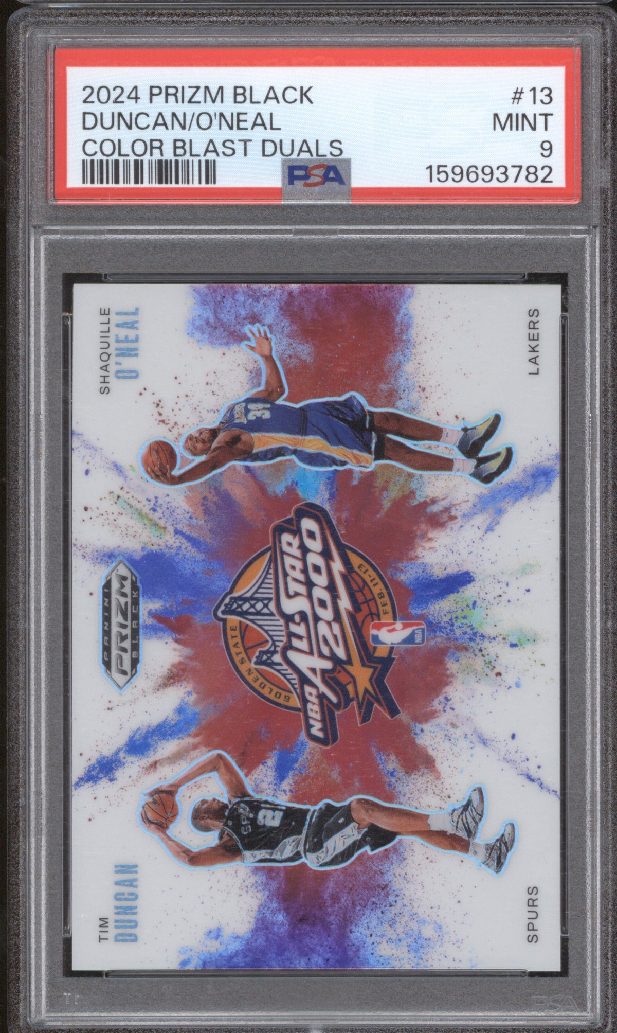DUNCAN/O'NEAL 2024 PANINI PRIZM BLACK COLOR BLAST DUALS 13 PSA 9