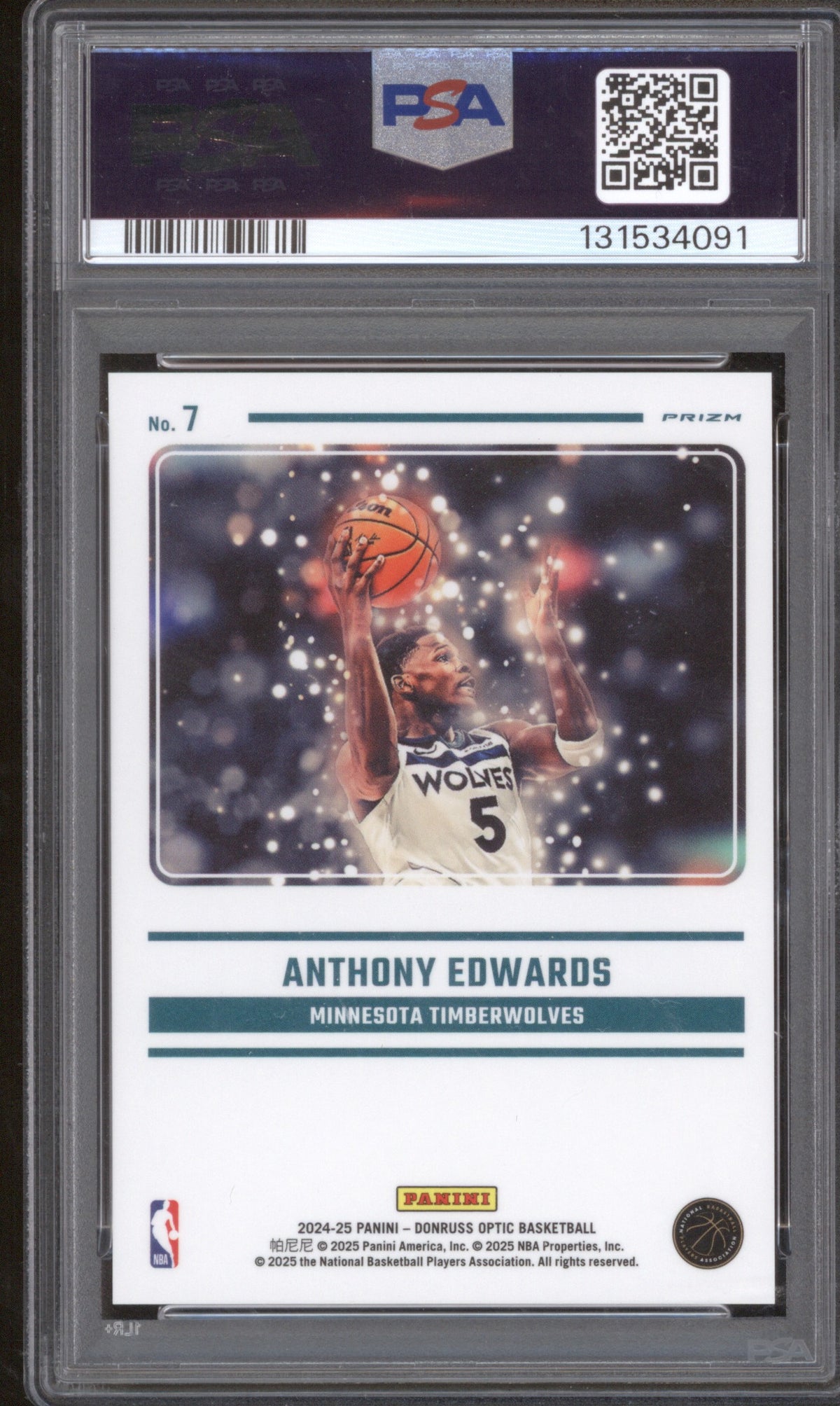 ANTHONY EDWARDS 2024 PANINI DONRUSS OPTIC MYTHICAL 7 PSA 9