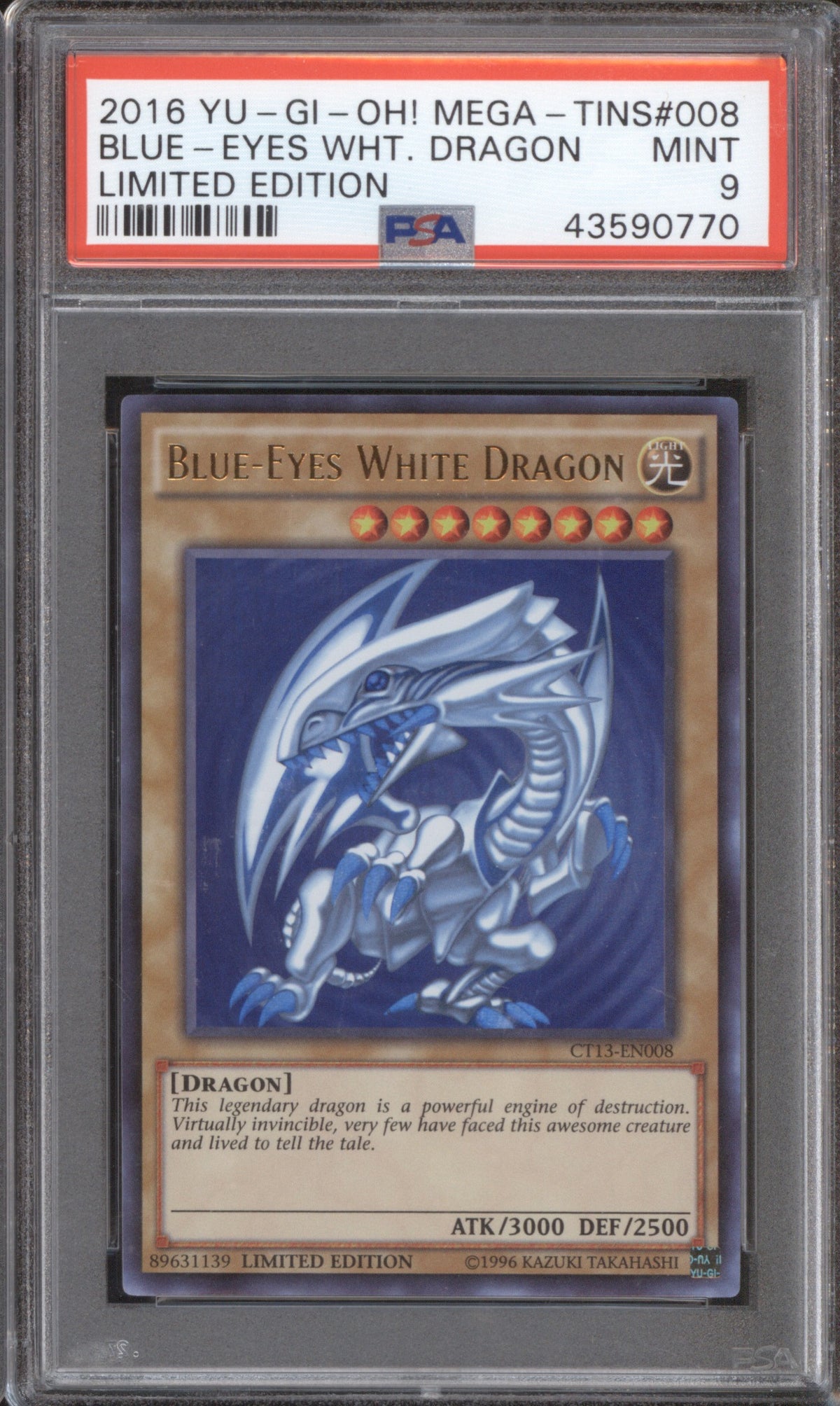 2016 Yu-Gi-Oh! Mega Tins EN008 Blue Eyes White Dragon Limited Edition PSA 9