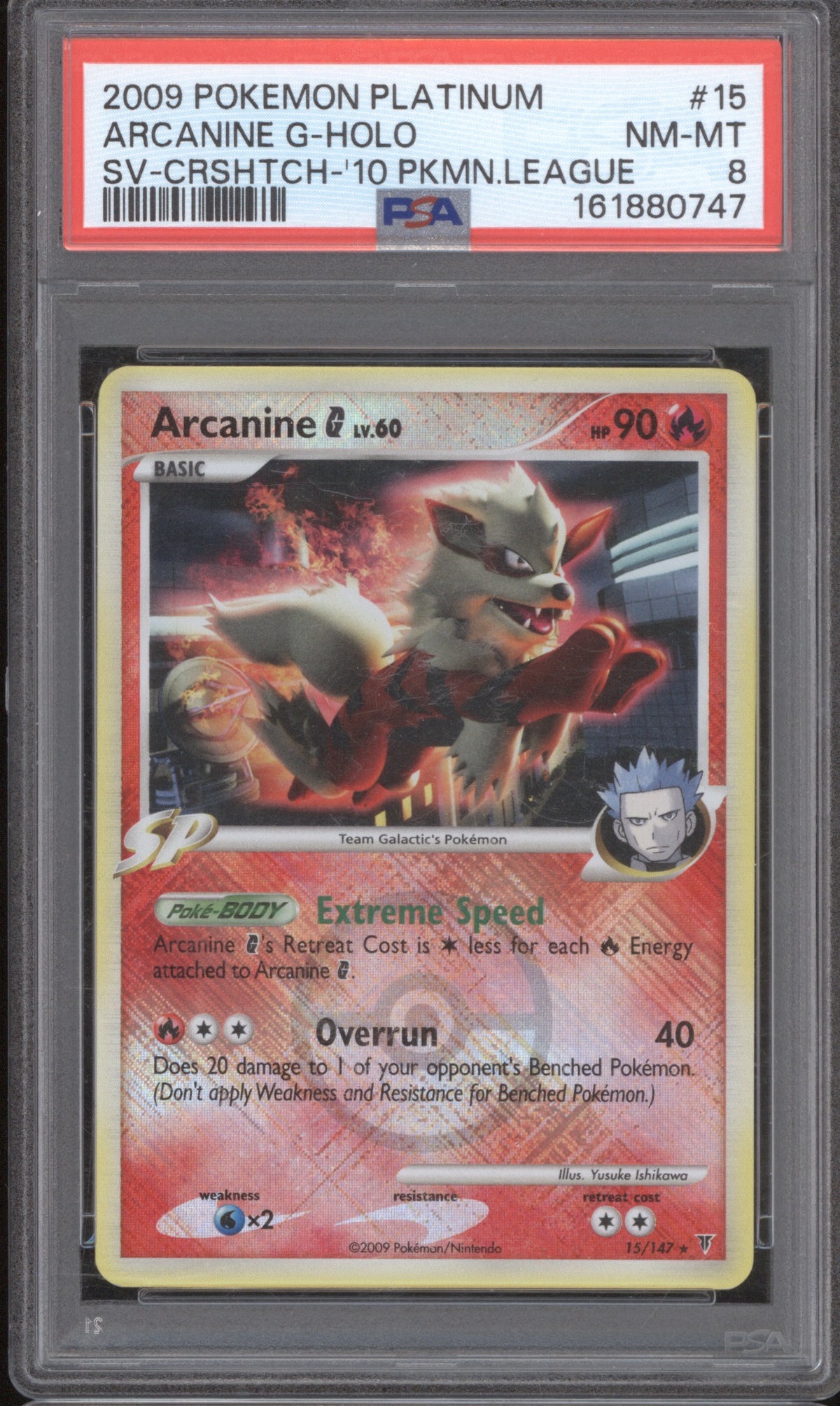 2009 Pokemon Platinum Supreme Victors 15 Arcanine G Holo League Crosshatch PSA 8
