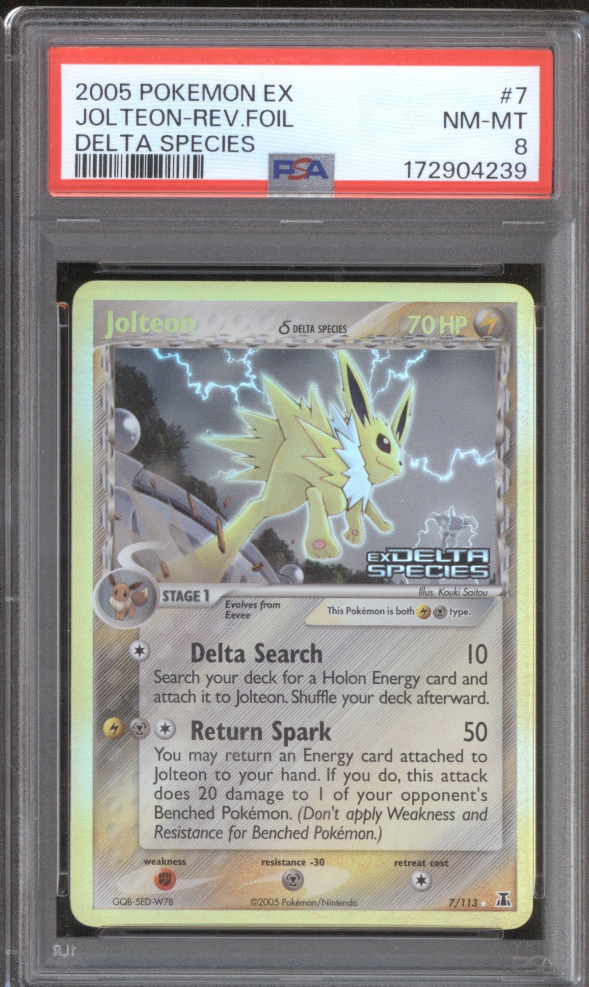 2005 Pokemon Ex Delta Species 7 Jolteon Reverse Foil PSA 8