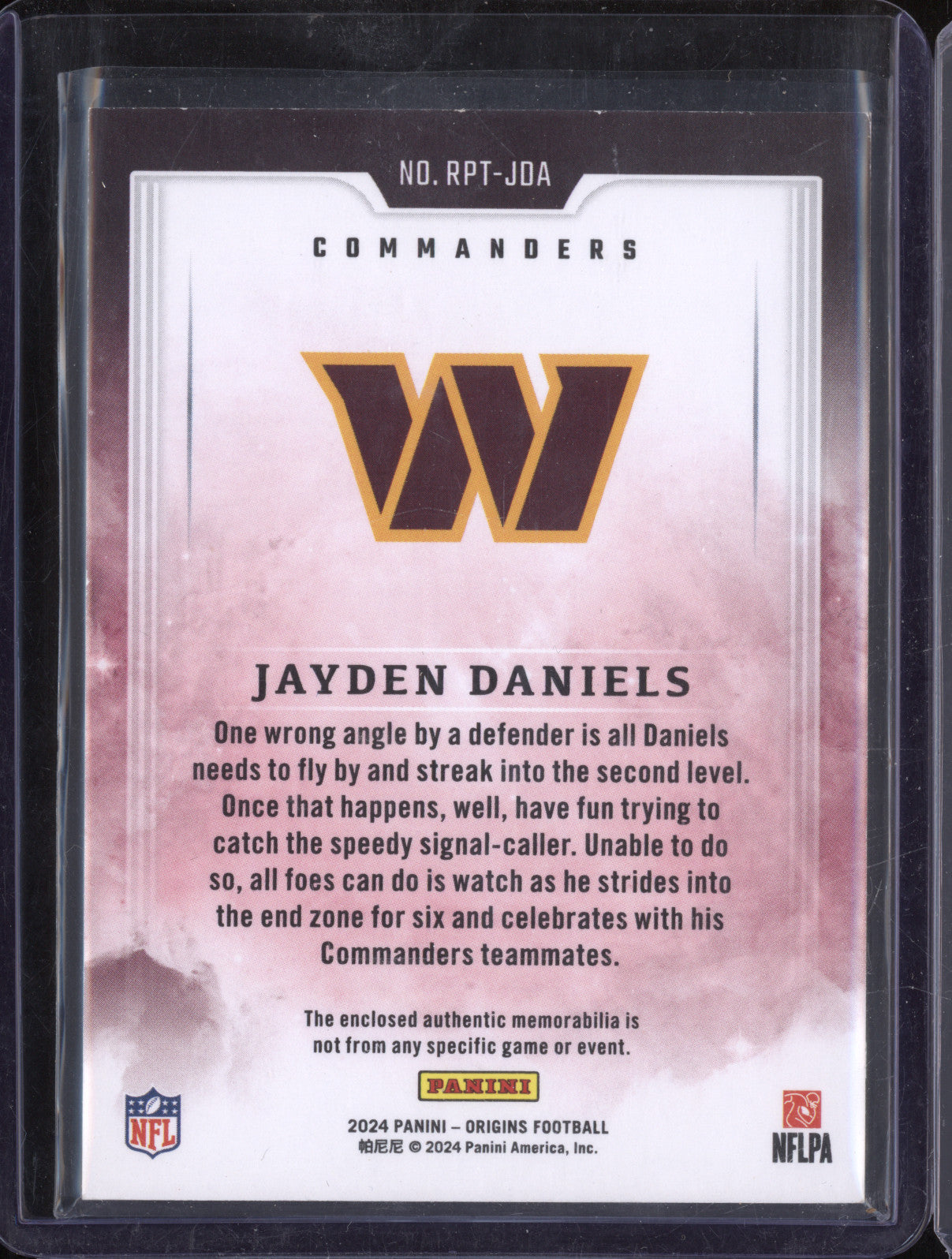 Jayden Daniels 2024 Panini Origins RPT-JDA Rookie Patches RC 102/199