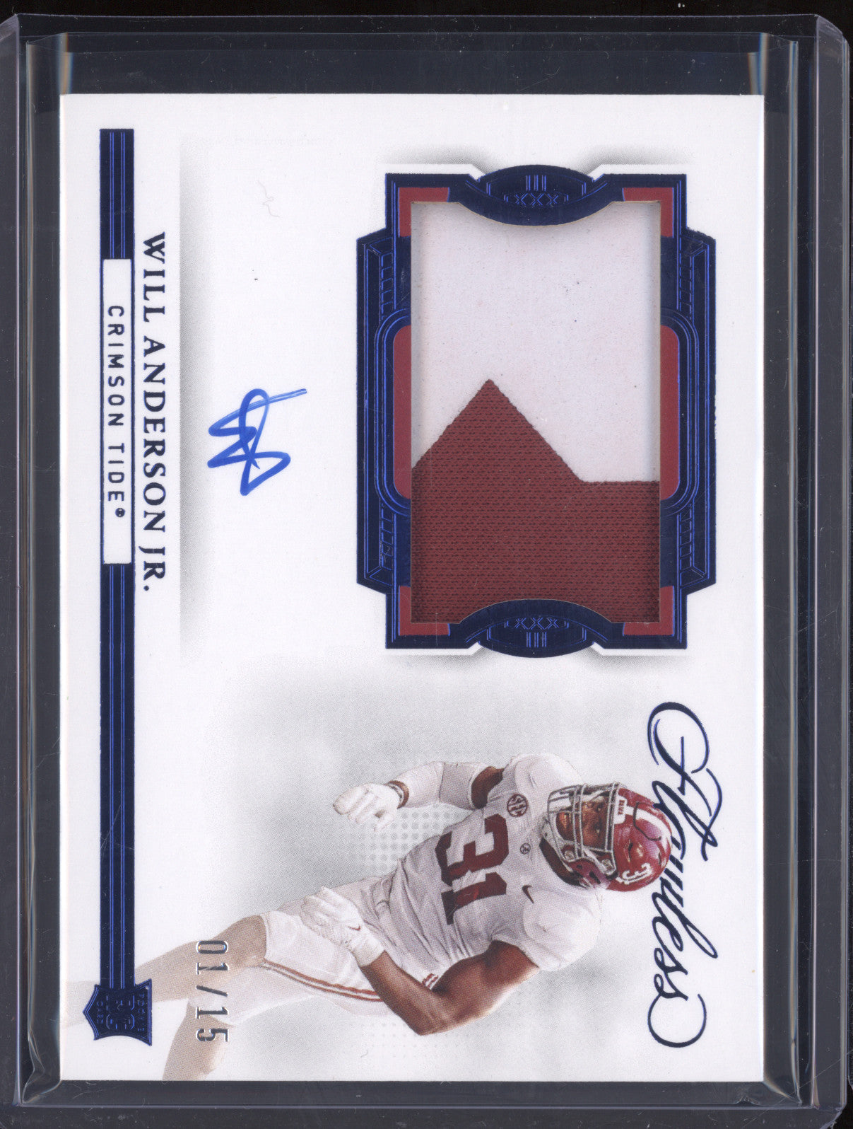 Will Anderson Panini Flawless Coll RPAH-WIA Rookie Patch Auto Sapphire RC /15