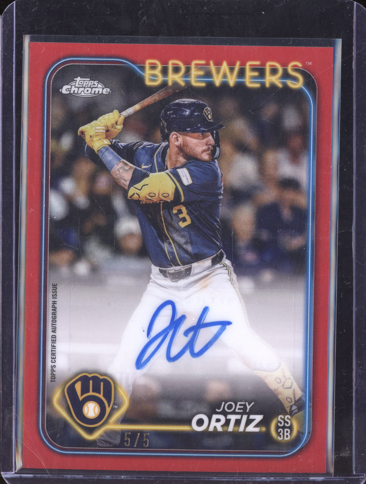 Joey Ortiz 2024 Topps Chrome AC-JO Auto Red 5/5