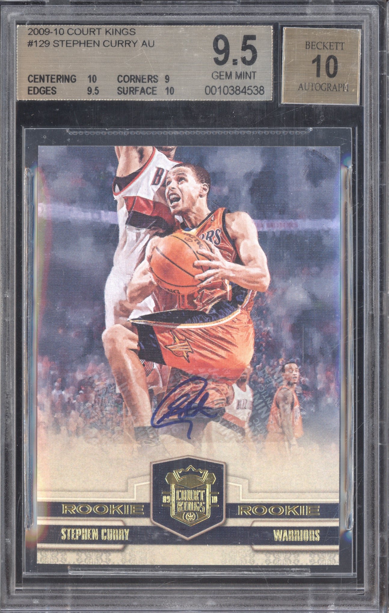 Stephen Curry 2009-10 Panini Court Kings 129 Rookie Auto RC 481/649 BGS 9.5/10