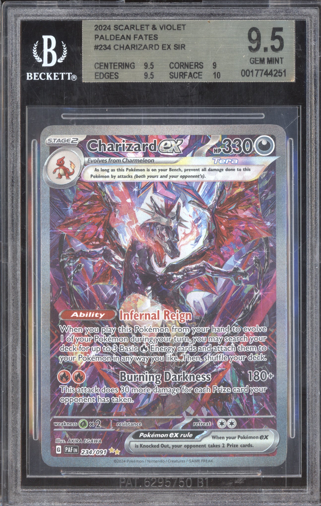Charizard ex Pokemon Paldean Fates 234/091 Special Illustration Rare BGS 9.5