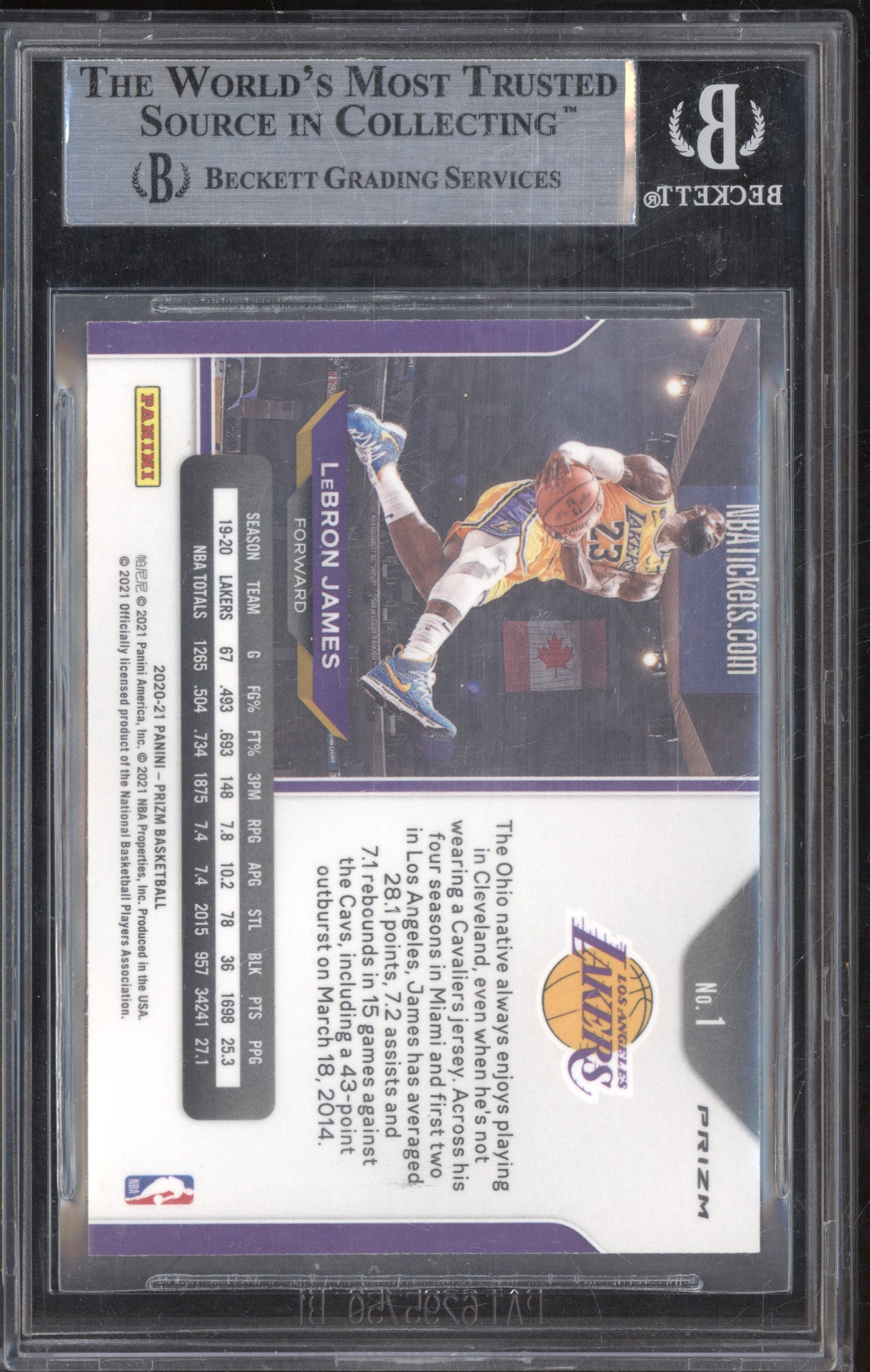 LeBron James 2020-21 Panini Prizm 1 Purple Wave BGS 9